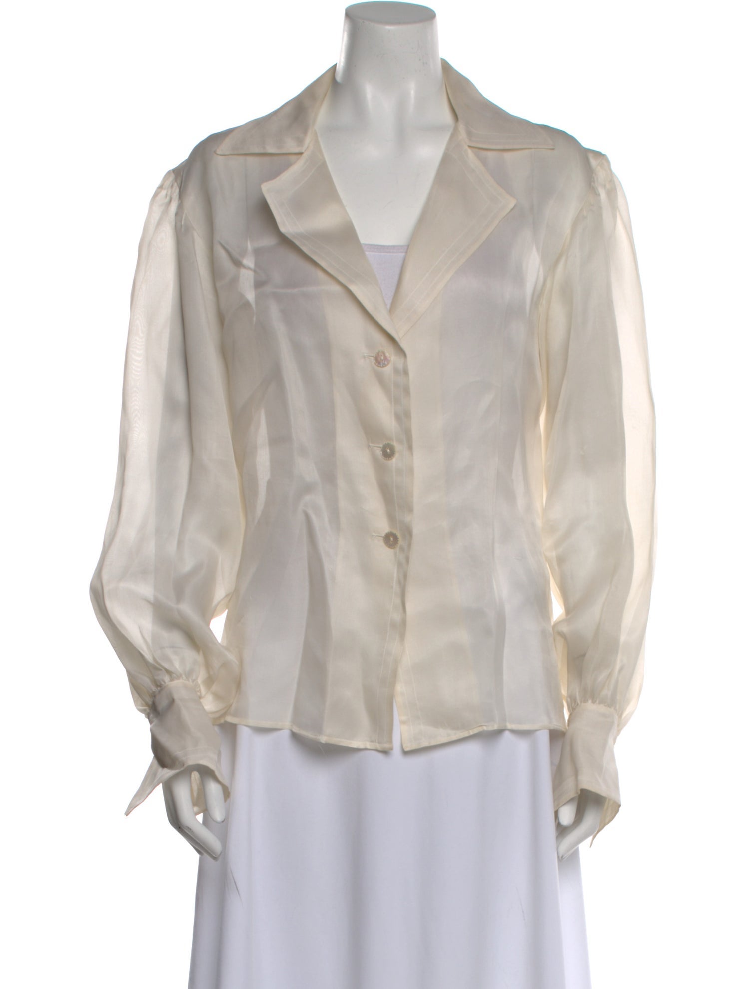 Yves Saint Laurent Rive Gauche Vintage Late 1980's - Early 1990's Button-Up Top