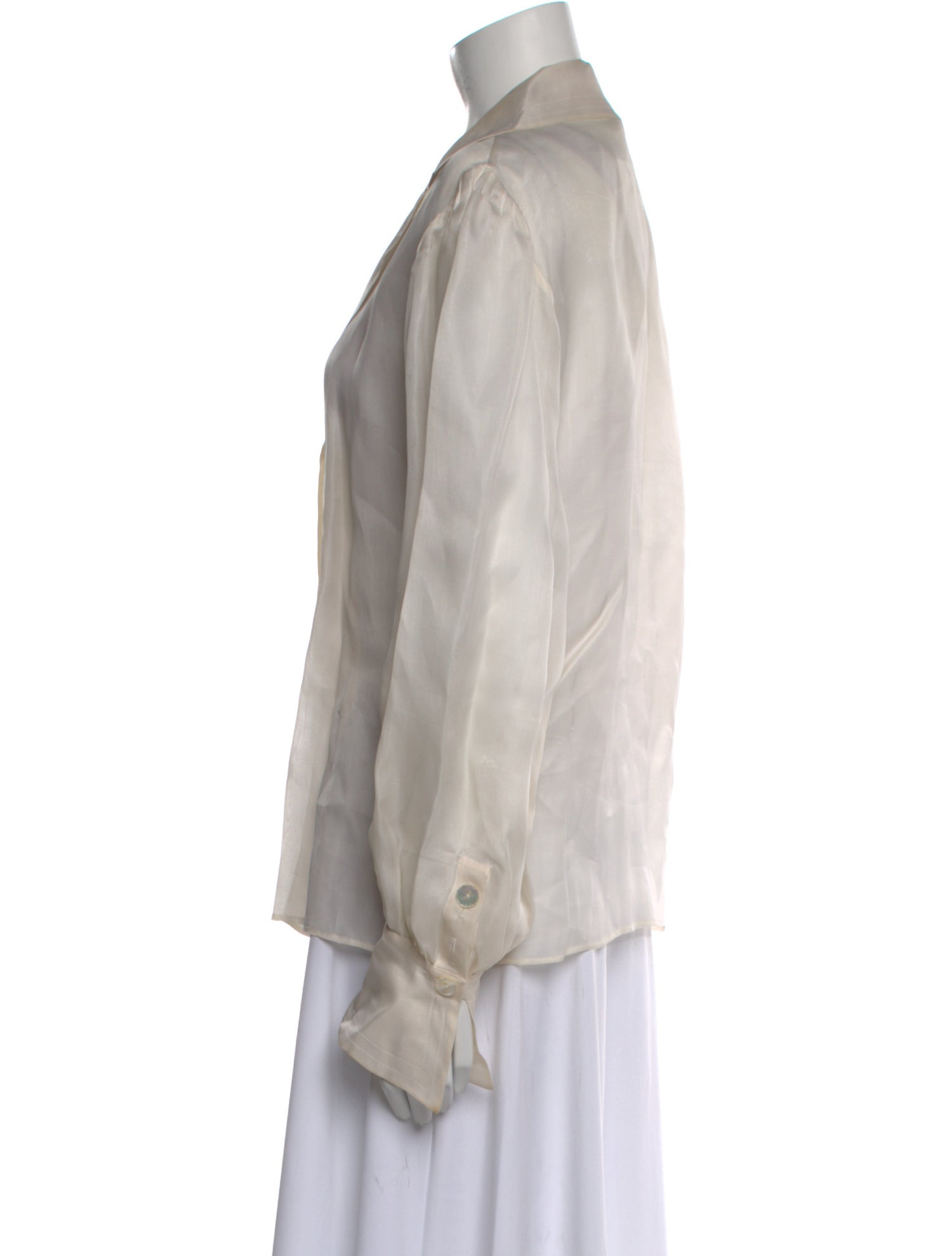 Yves Saint Laurent Rive Gauche Vintage Late 1980's - Early 1990's Button-Up Top