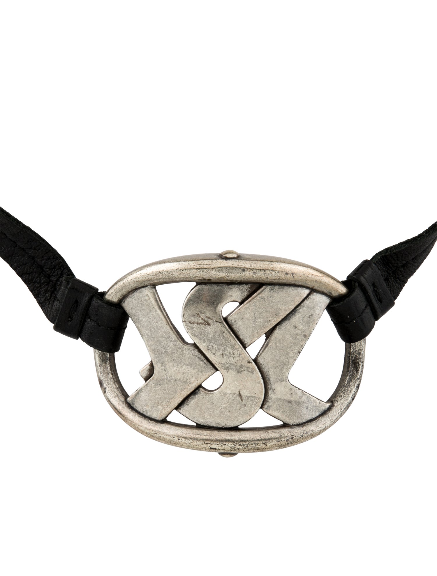 Yves Saint Laurent Rive Gauche Logo Leather Choker