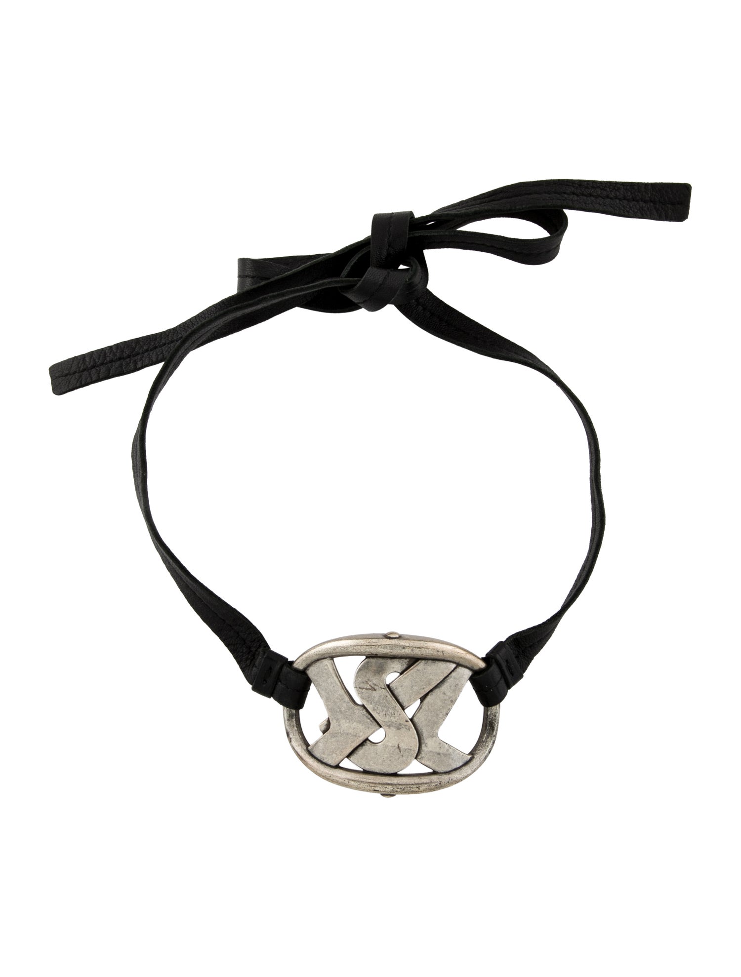 Yves Saint Laurent Rive Gauche Logo Leather Choker