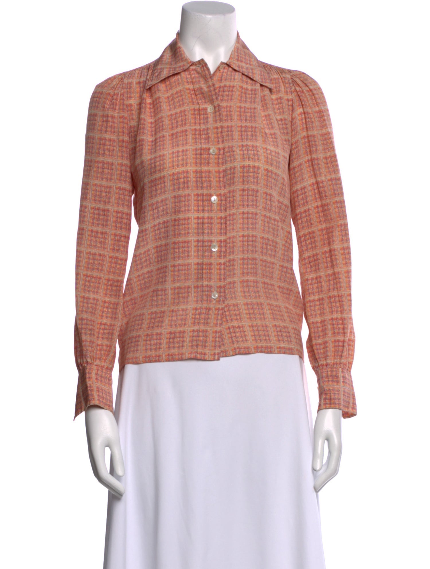 Yves Saint Laurent Rive Gauche Vintage Late 1970's - Early 1980's Button-Up Top