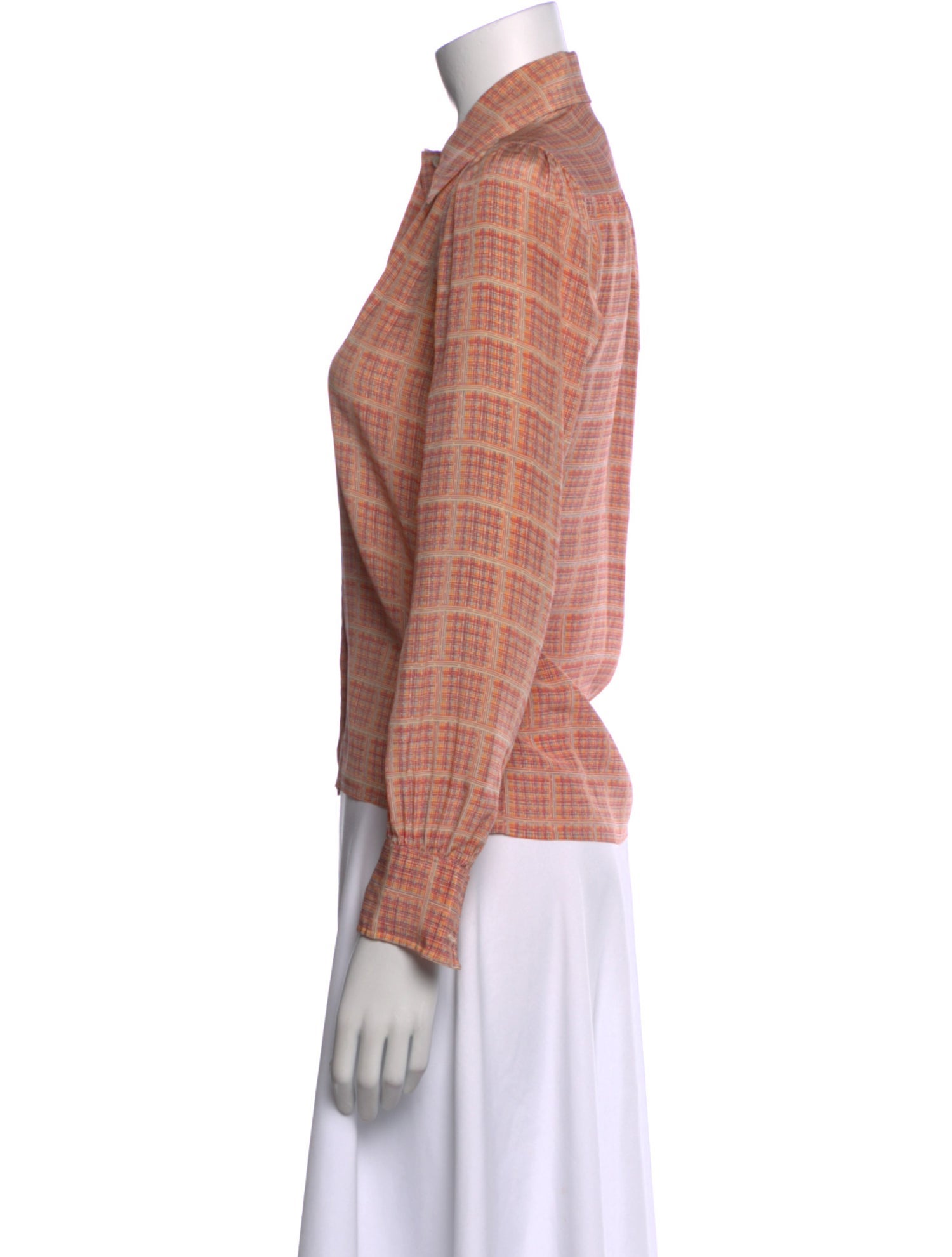 Yves Saint Laurent Rive Gauche Vintage Late 1970's - Early 1980's Button-Up Top