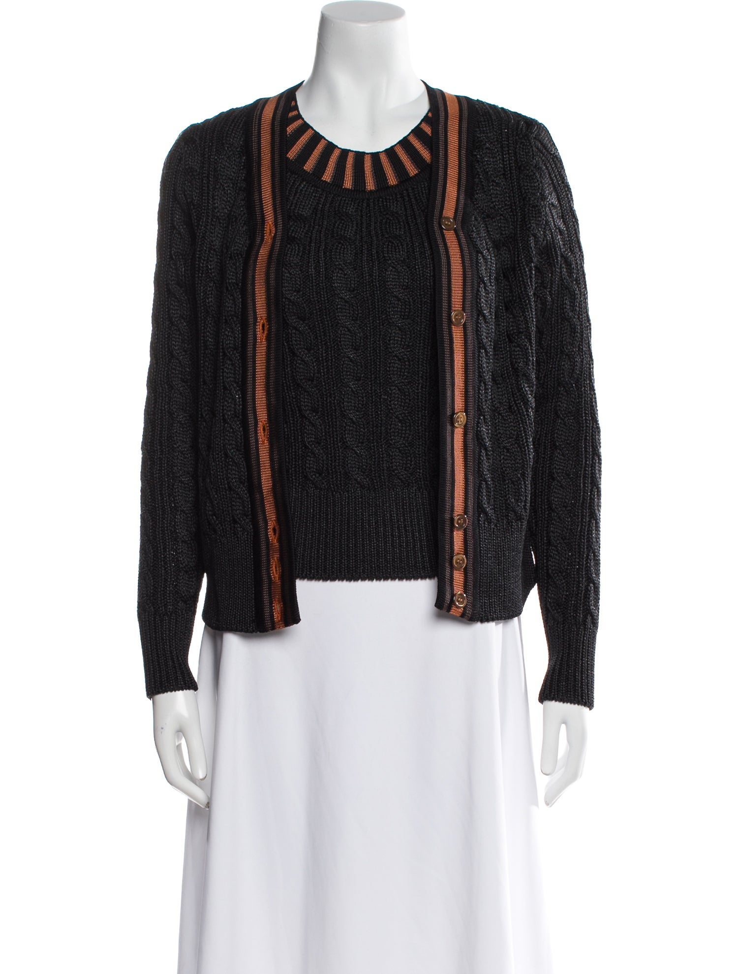 Yves Saint Laurent Rive Gauche Striped Crew Neck Sweater