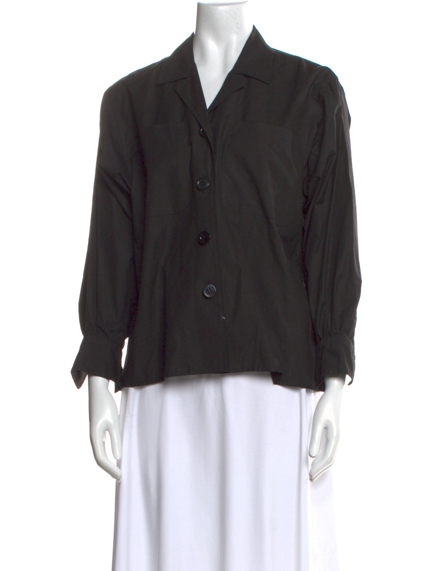 Yves Saint Laurent Rive Gauche Three-Quarter Sleeve Button-Up Top