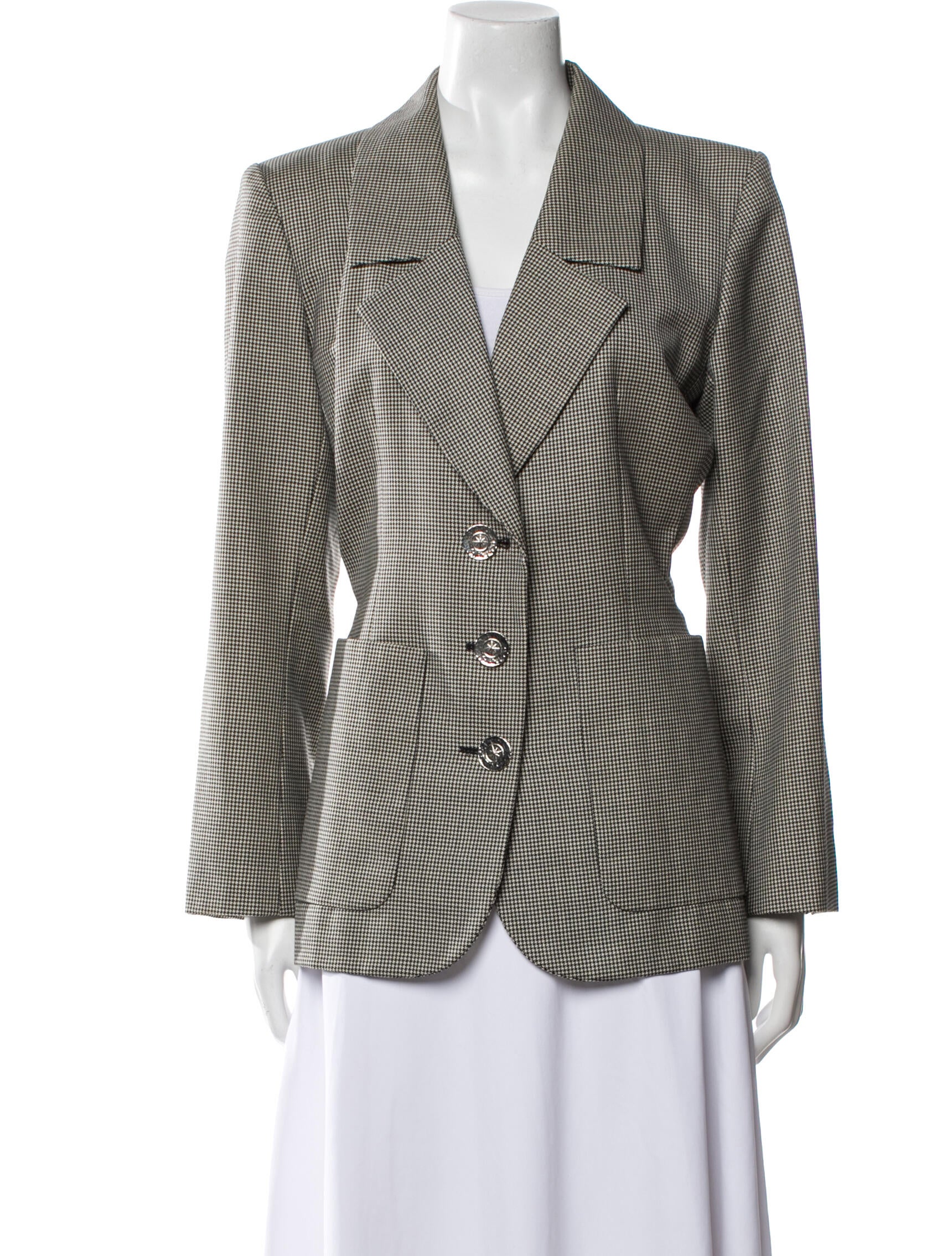 Yves Saint Laurent Rive Gauche Houndstooth Print Blazer