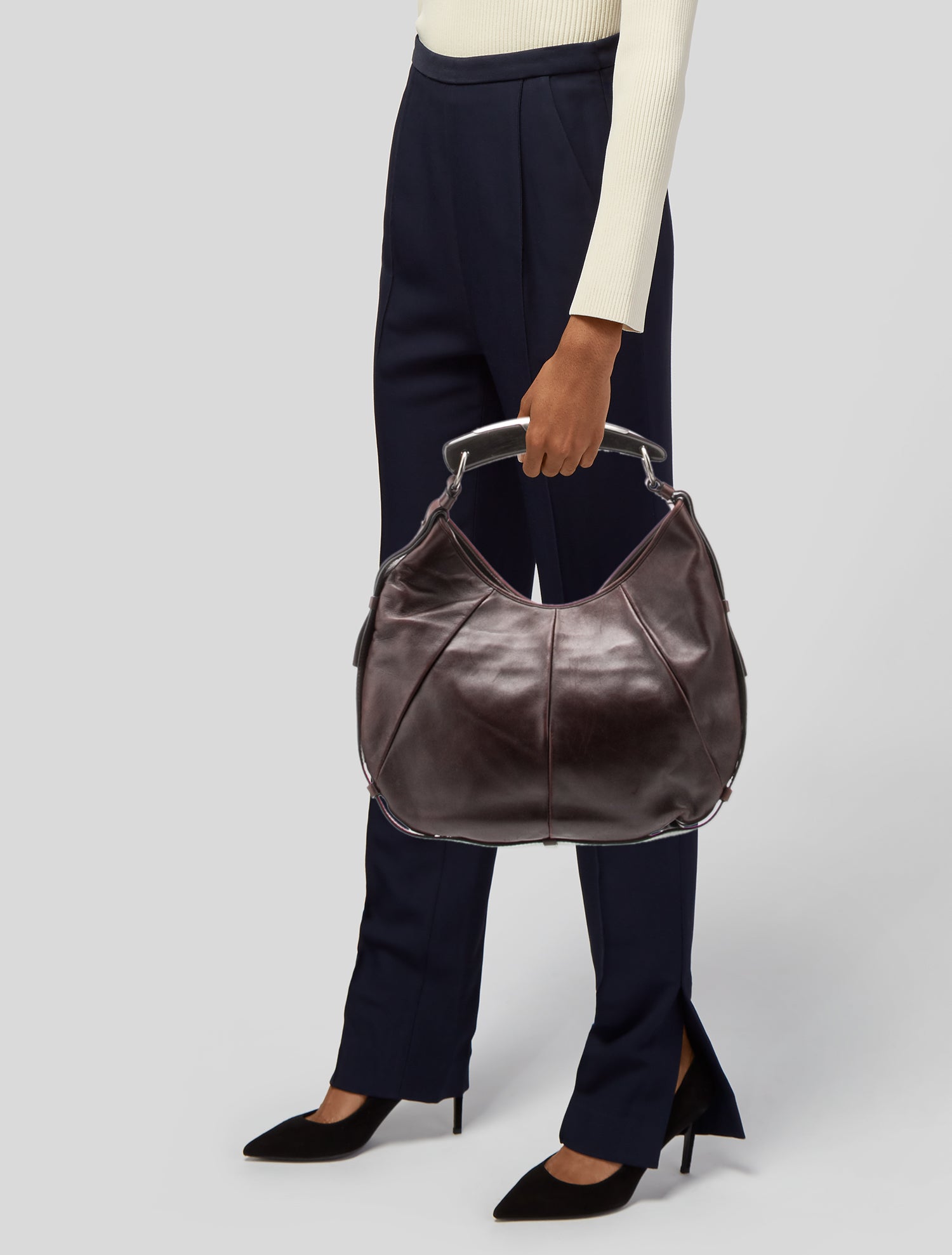 Yves Saint Laurent Rive Gauche Leather Mombasa Horn Bag
