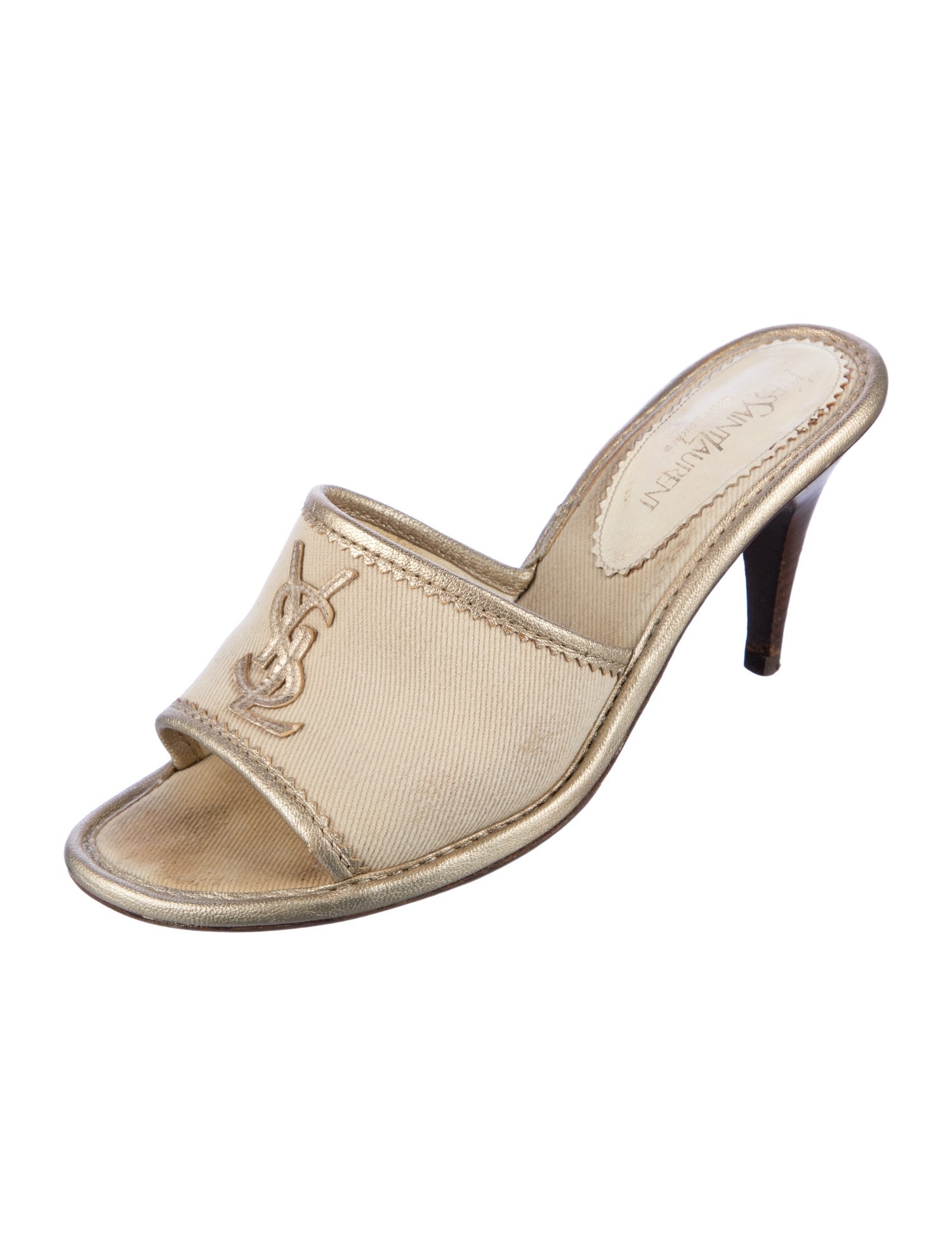 Yves Saint Laurent Rive Gauche Vintage Canvas Slides