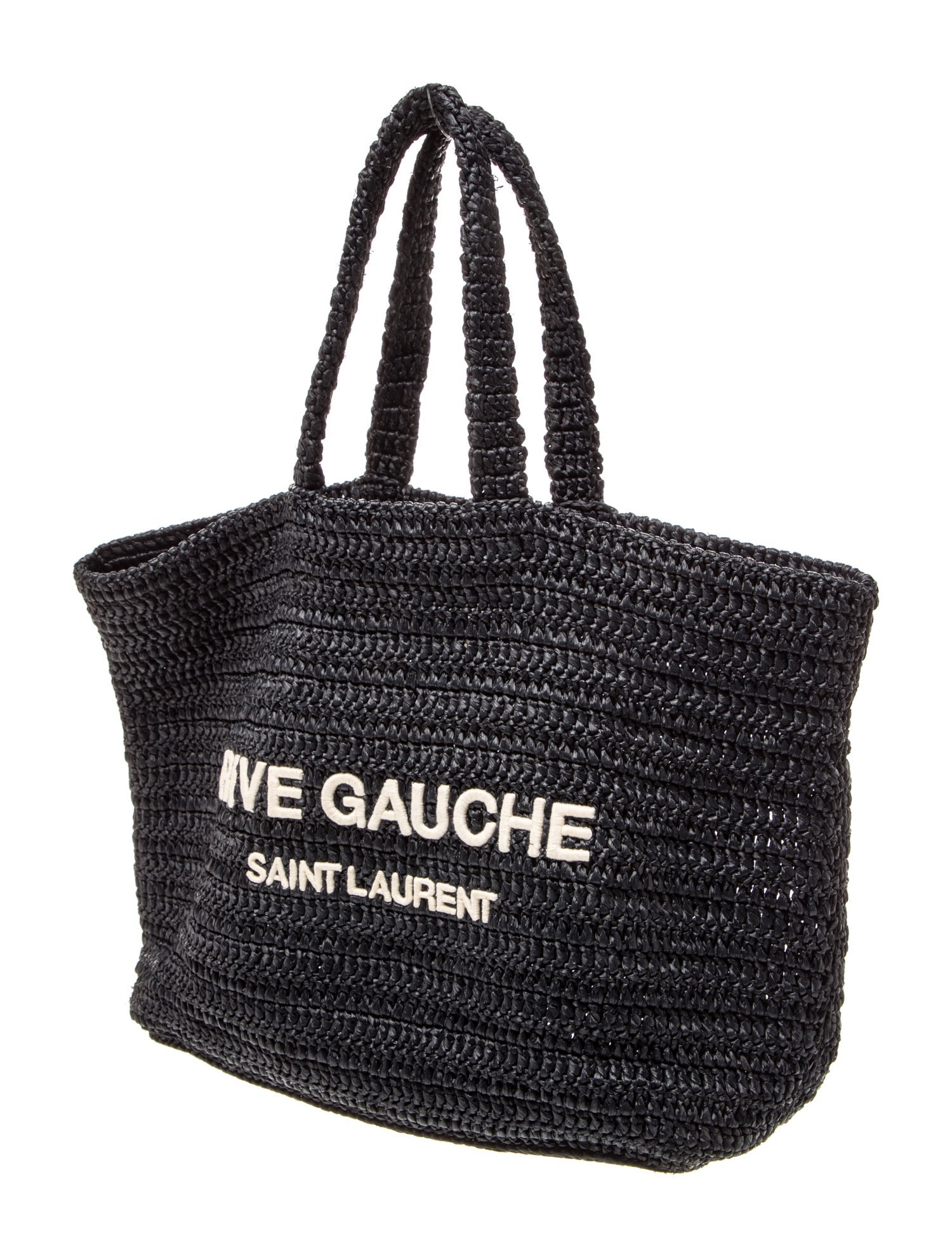 Saint Laurent Raffia Rive Gauche 2023 - Black Totes, Handbags