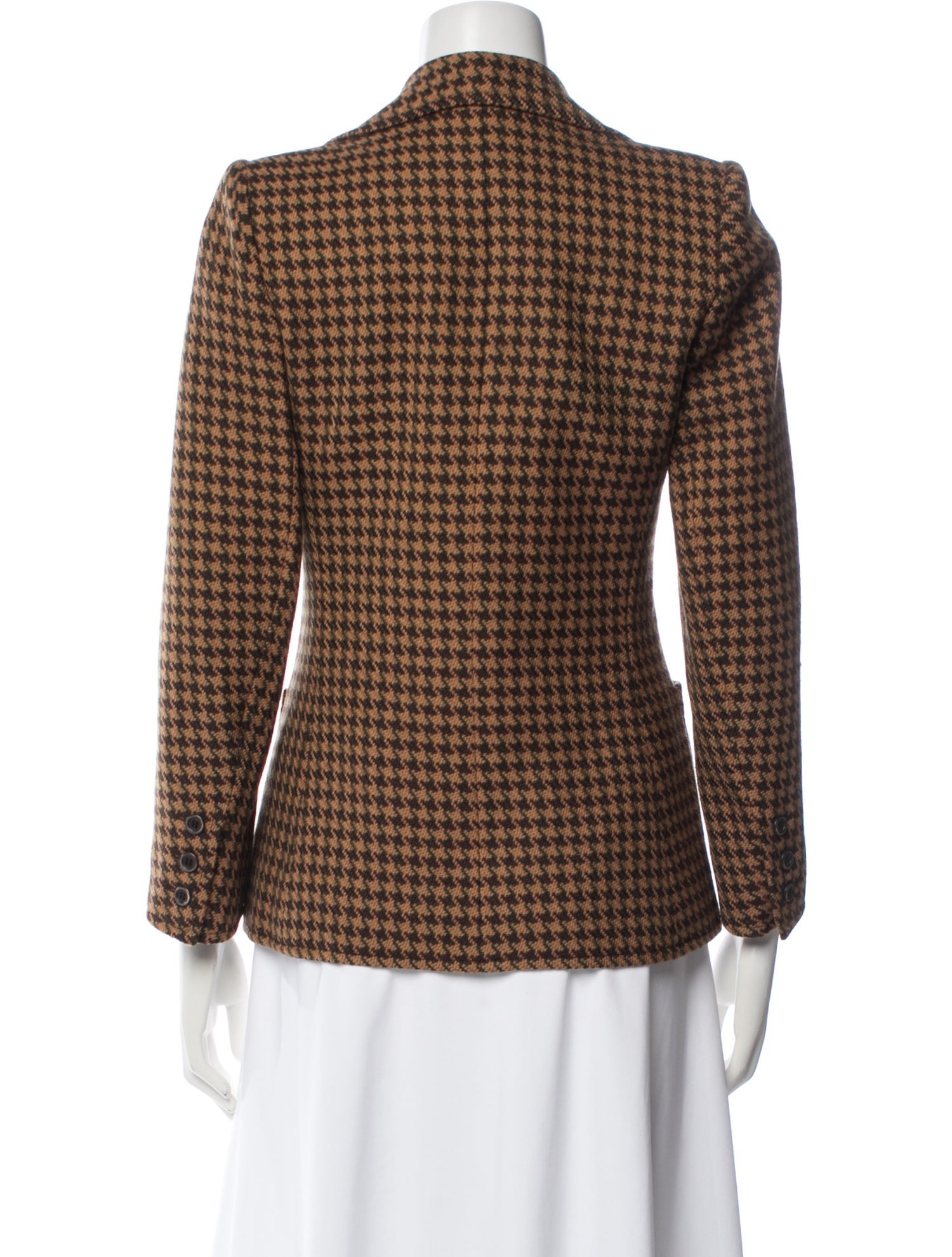 Yves Saint Laurent Rive Gauche Wool Houndstooth Print Blazer