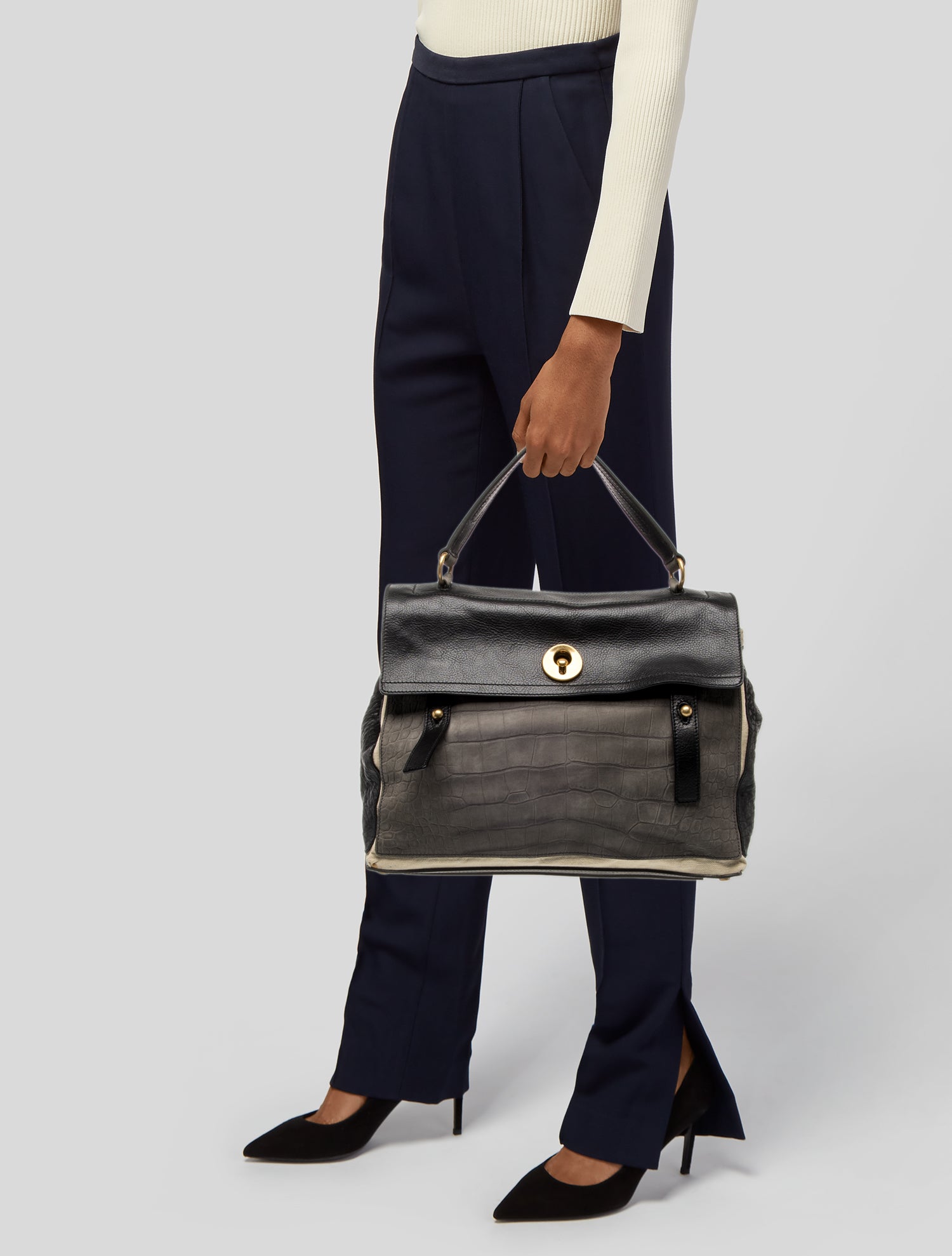 Yves Saint Laurent Rive Gauche Leather Muse Two Vintage - Grey