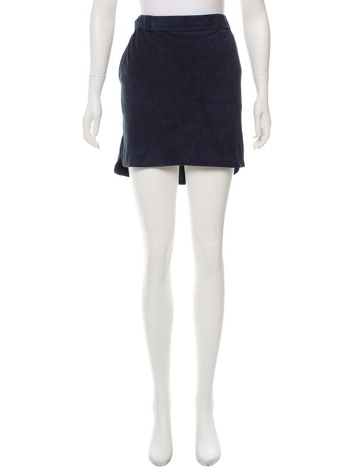Yves Salomon Suede Mini Skirt Navy