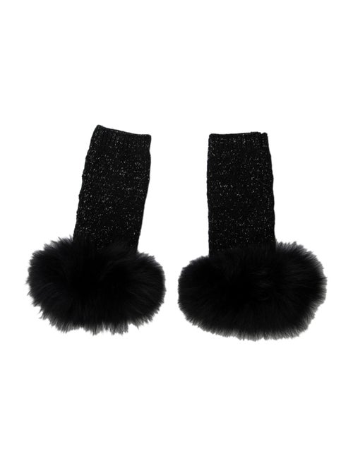 Yves Salomon Knit Fingerless Gloves Black