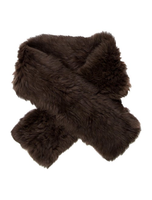 Yves Salomon Fur Knit Stole Brown