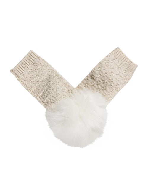Yves Salomon Wool Blended Fingerless Gloves White