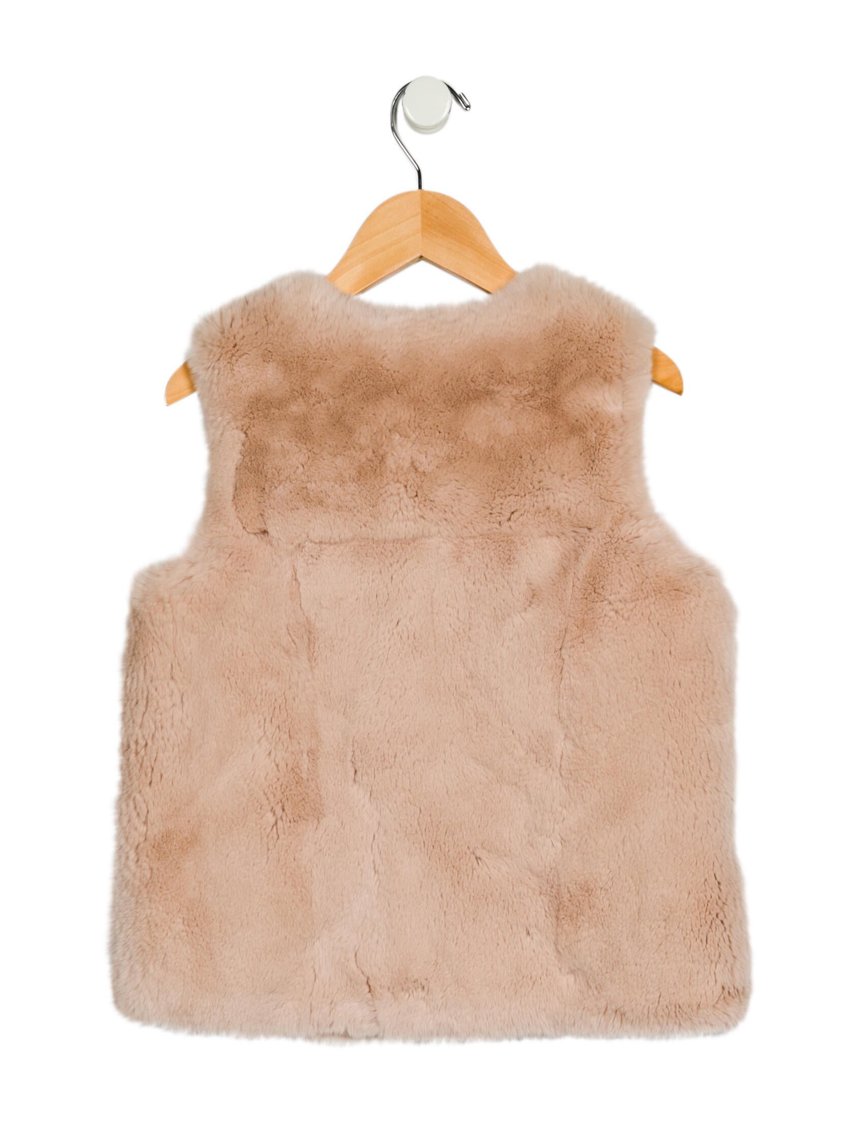 Yves Salomon Girls' Rabbit Fur Vest - Neutrals Sizes 7-16