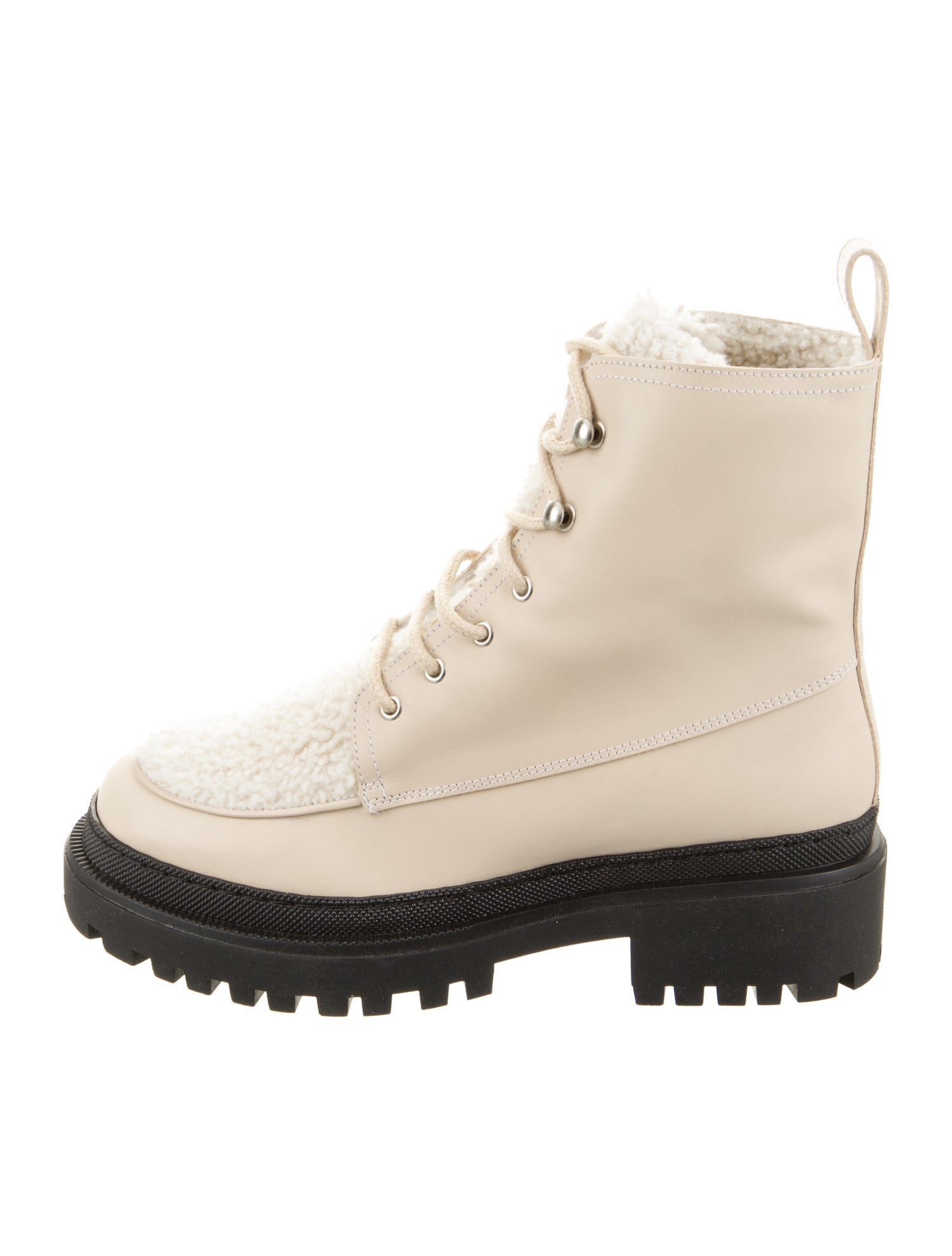 Yves Salomon Leather Combat Boots