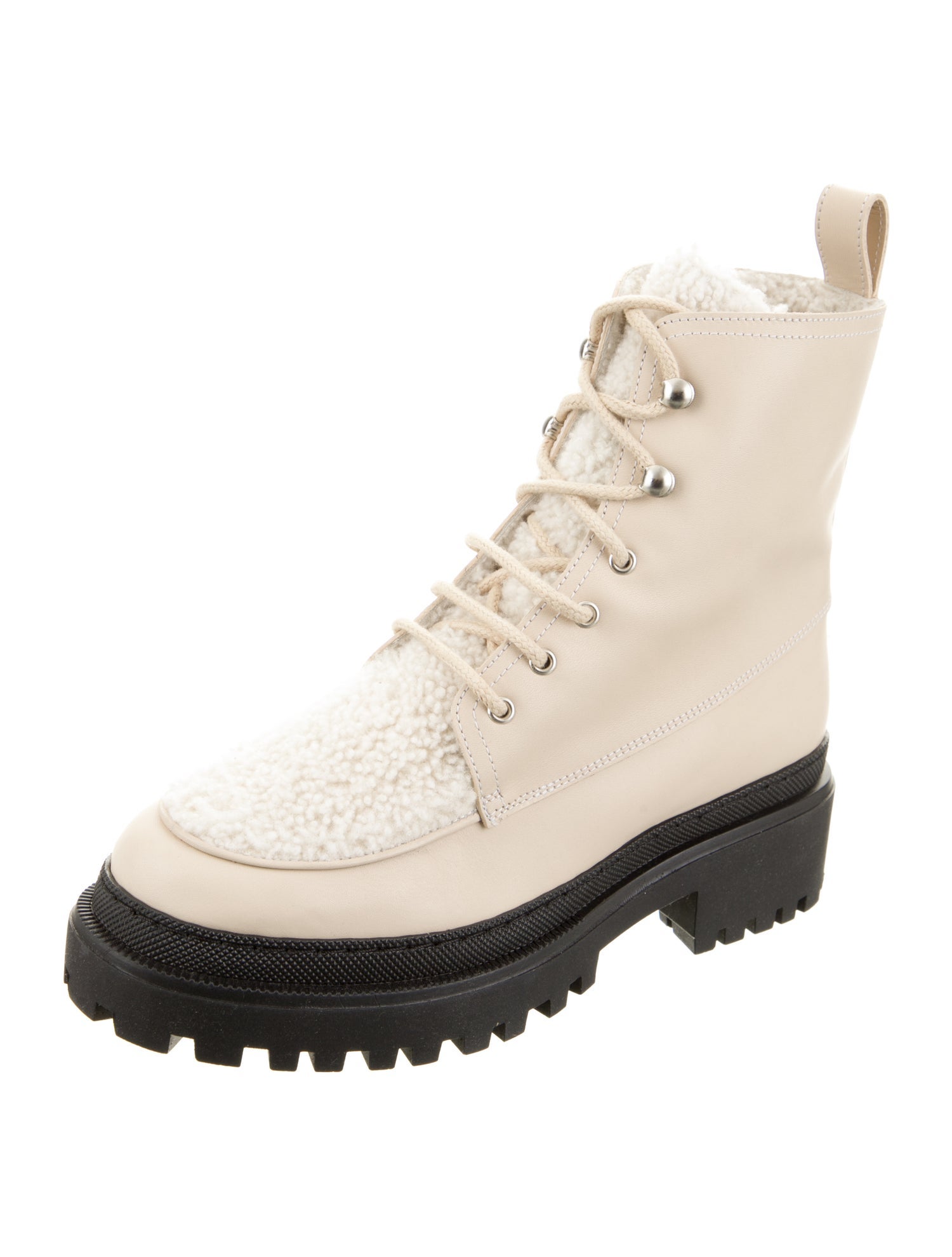 Yves Salomon Leather Combat Boots