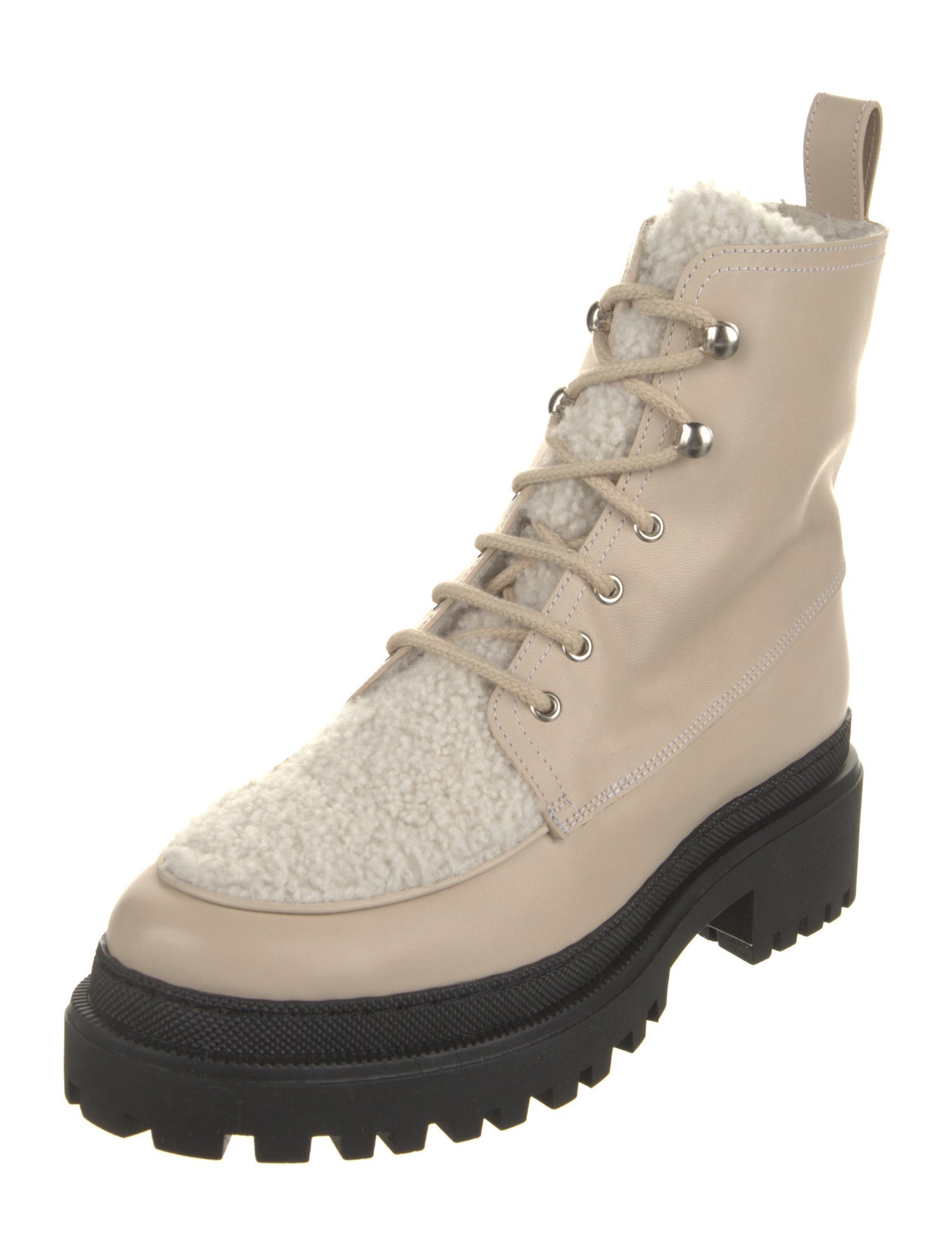 Yves Salomon Leather Combat Boots