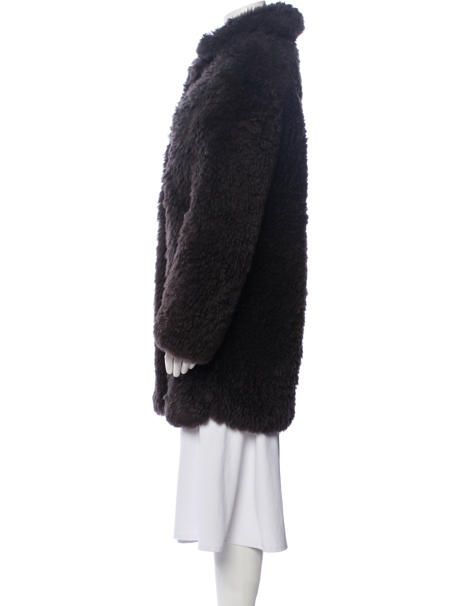 Yves Salomon Lamb Leather Faux Fur Coat