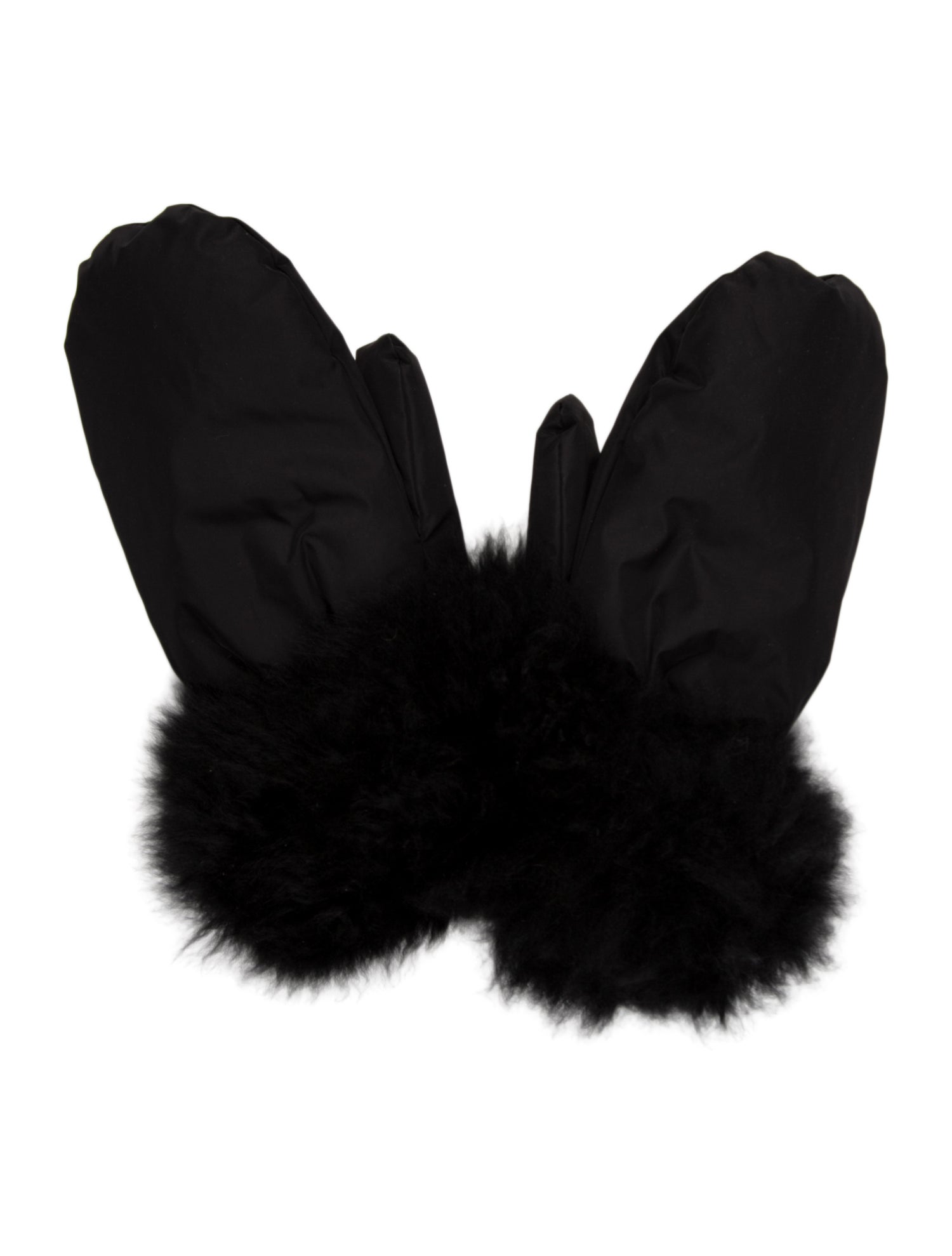 Yves Salomon Goat Fur Trimmed Mittens w/ Tags