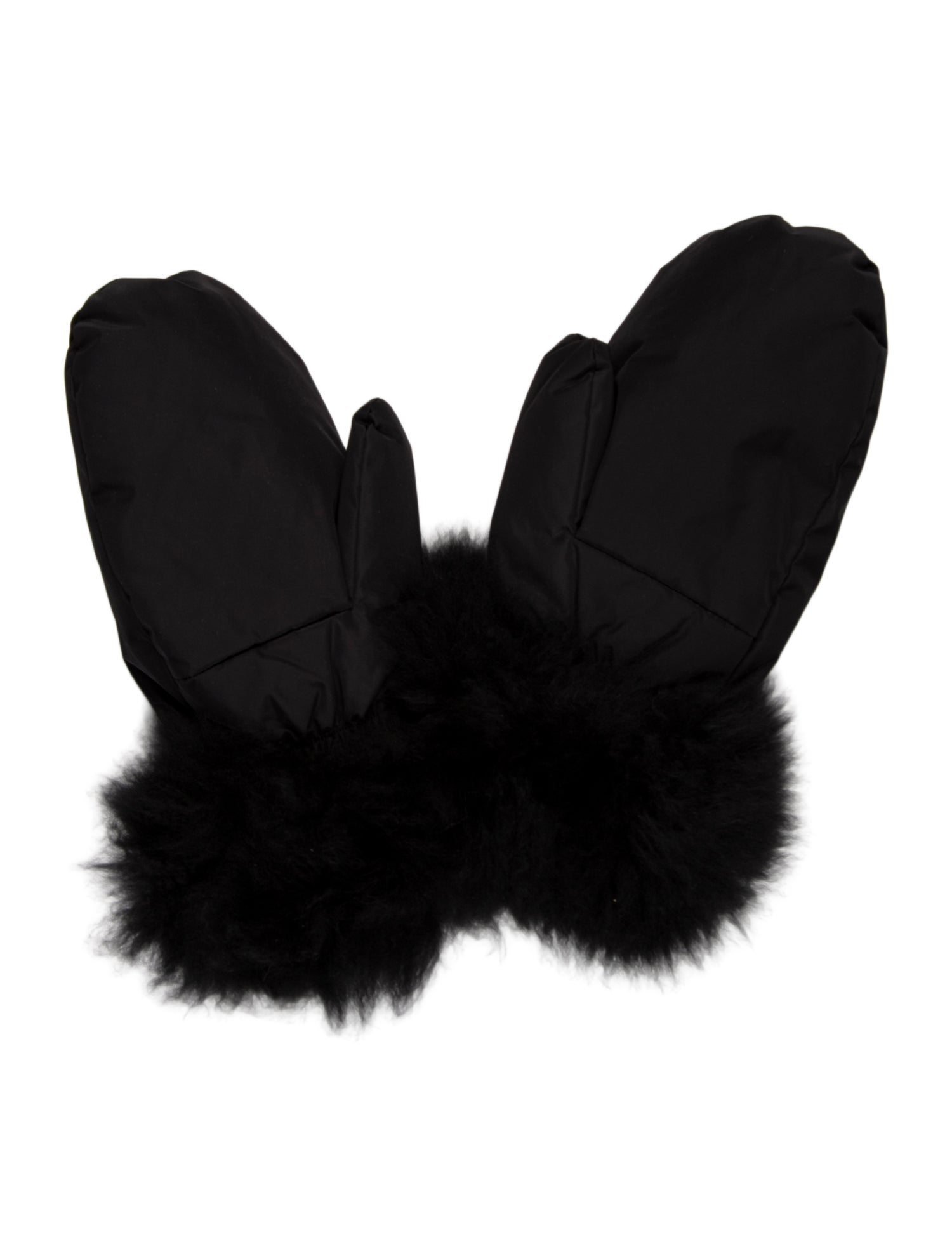 Yves Salomon Goat Fur Trimmed Mittens w/ Tags