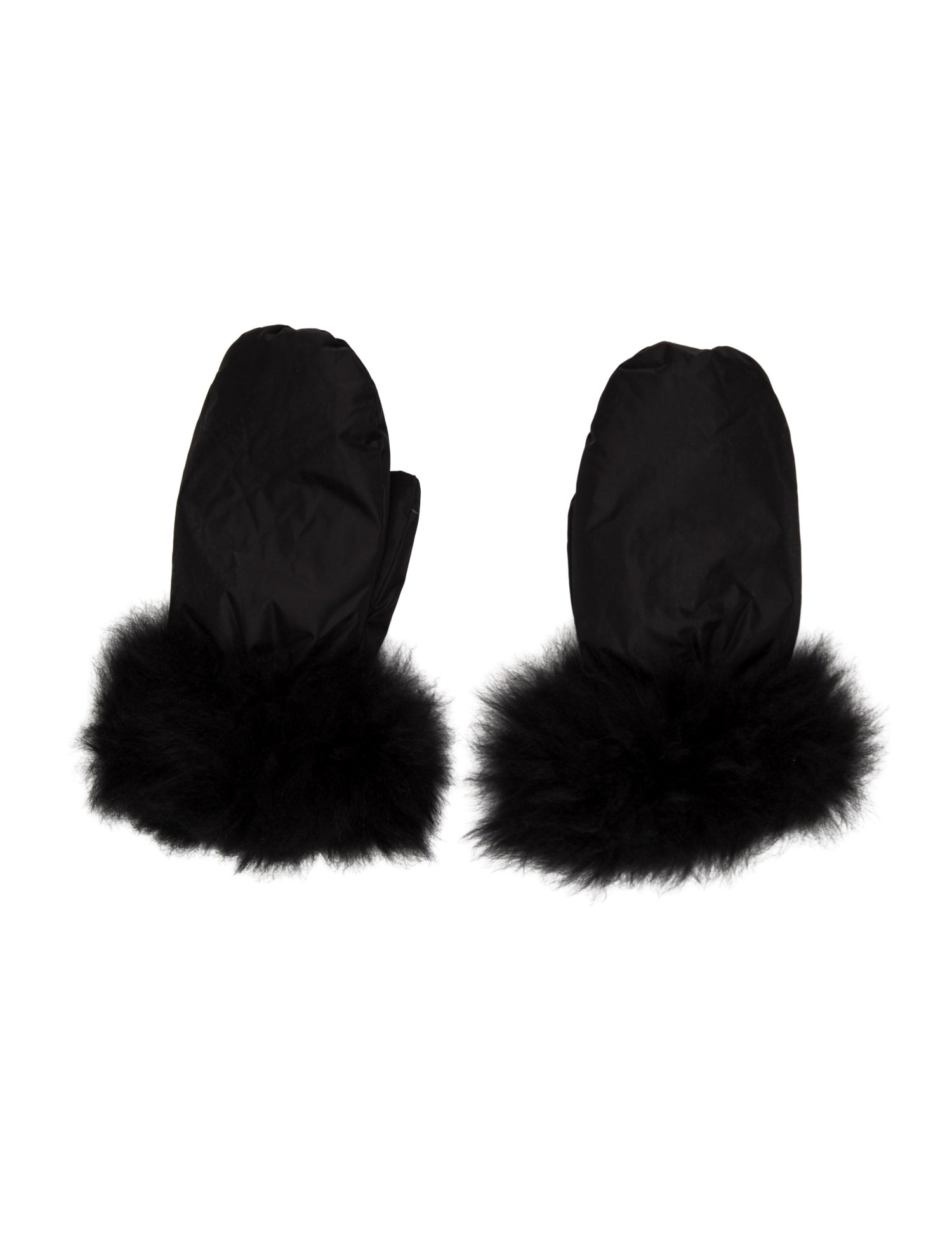 Yves Salomon Goat Fur Trimmed Mittens w/ Tags