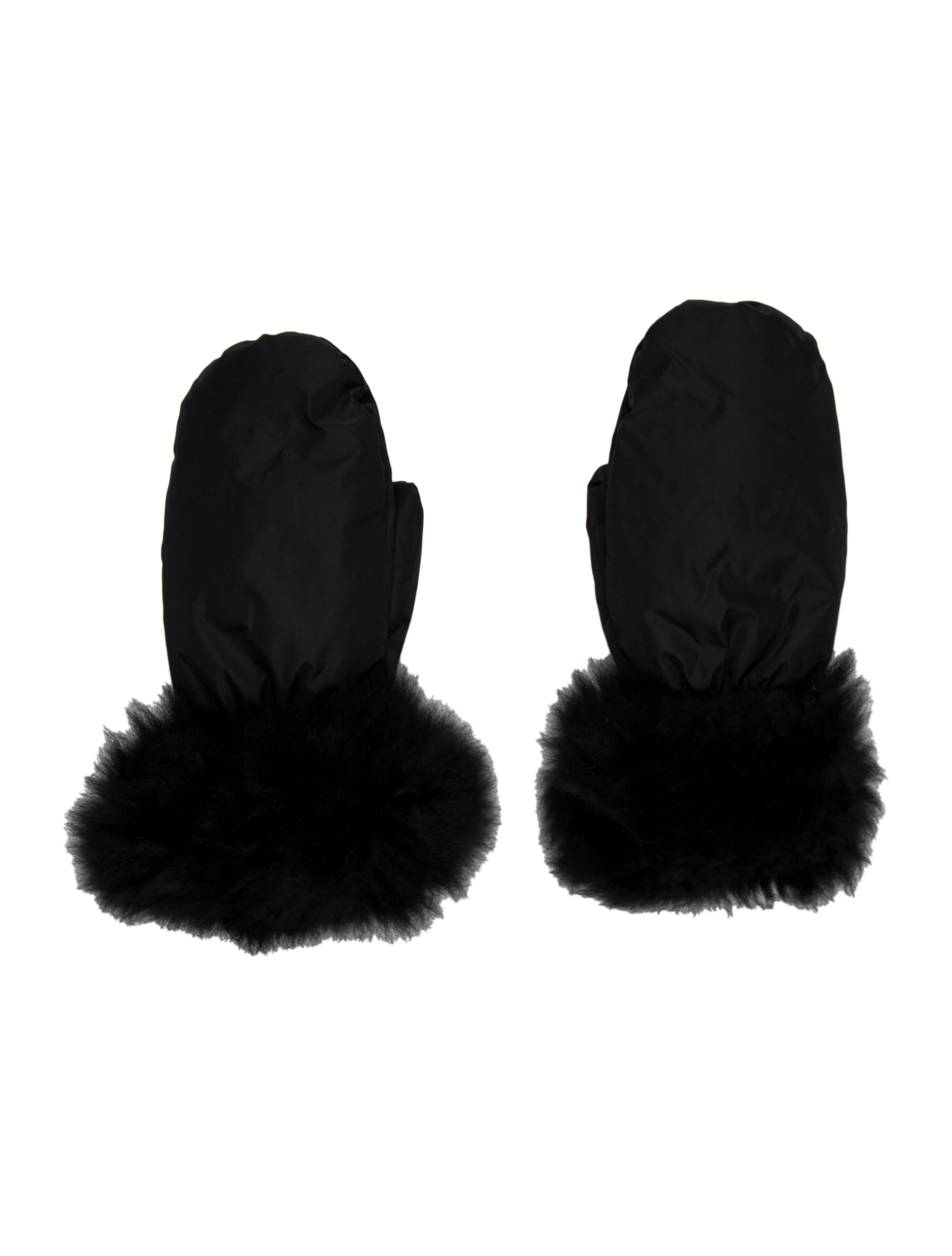 Yves Salomon Goat Fur Trimmed Mittens w/ Tags