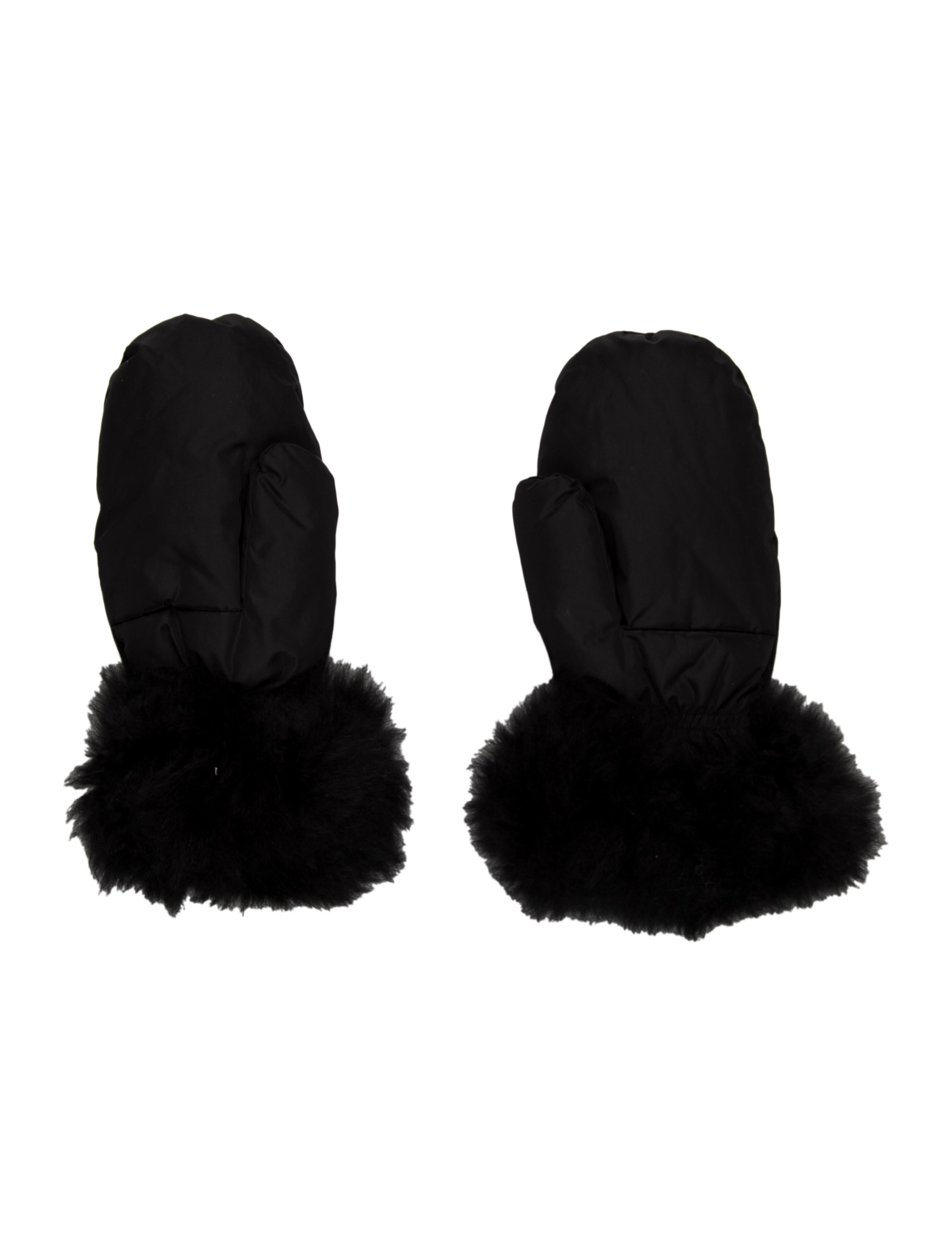 Yves Salomon Goat Fur Trimmed Mittens w/ Tags