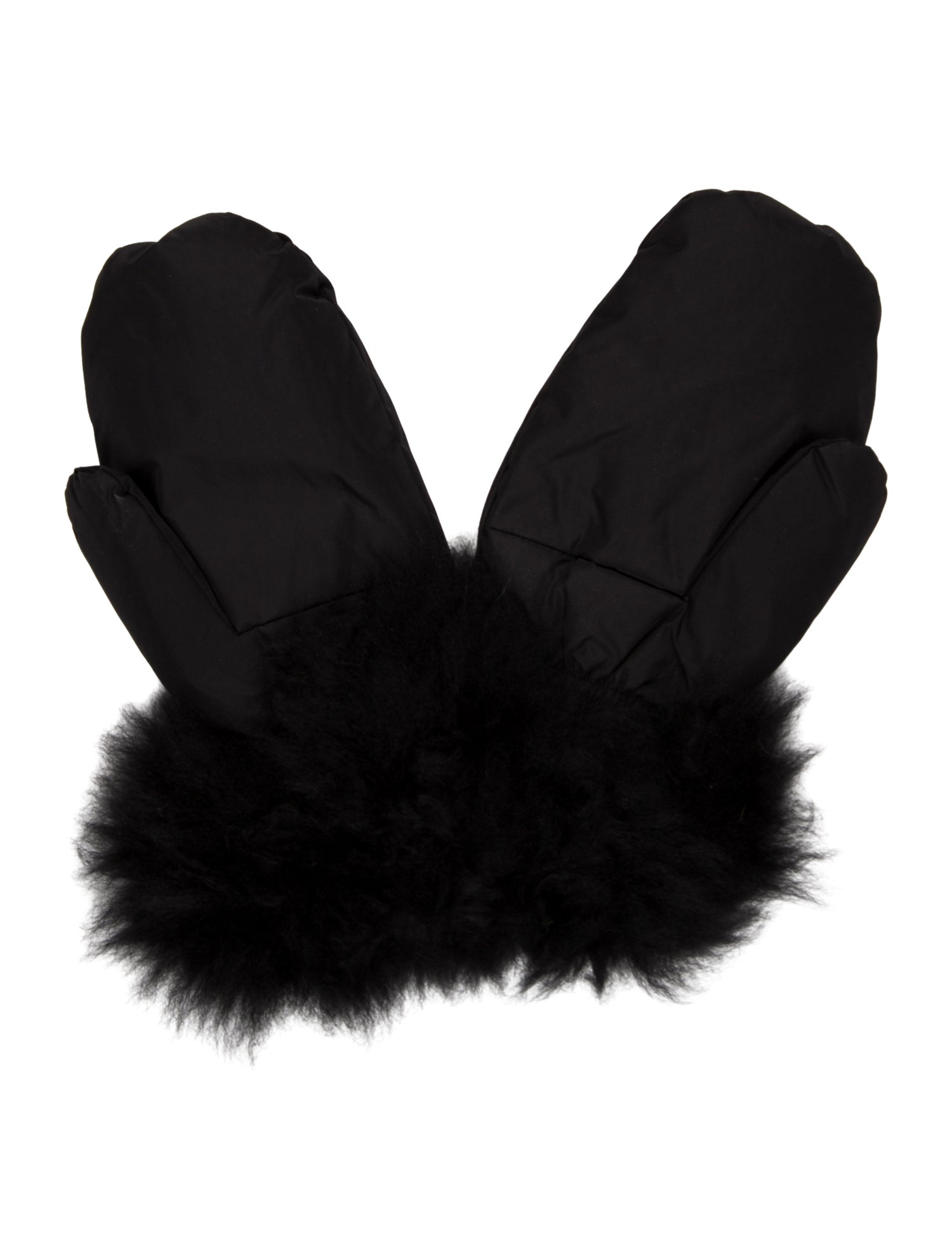 Yves Salomon Goat Fur Trimmed Mittens w/ Tags
