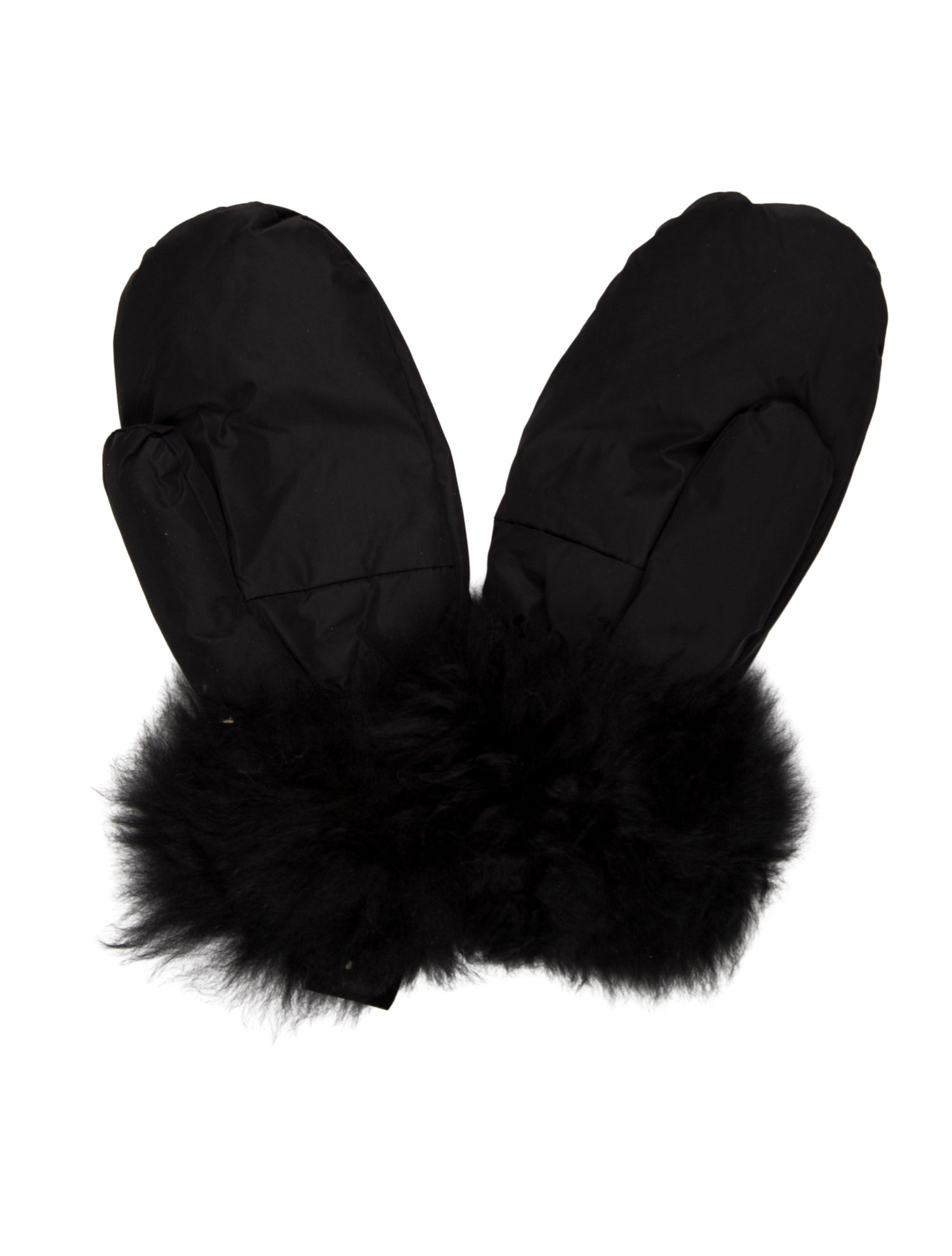 Yves Salomon Goat Fur Trimmed Mittens w/ Tags