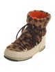 Yves Salomon Lamb Fur Animal Print Lace-Up Boots