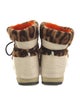 Yves Salomon Lamb Fur Animal Print Lace-Up Boots