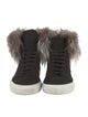 Yves Salomon Canvas Fur Trim Wedge Sneakers