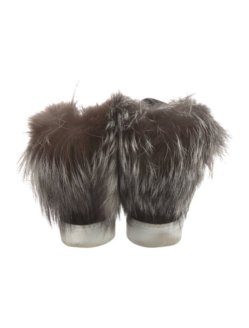 Yves Salomon Canvas Fur Trim Wedge Sneakers