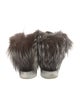 Yves Salomon Canvas Fur Trim Wedge Sneakers