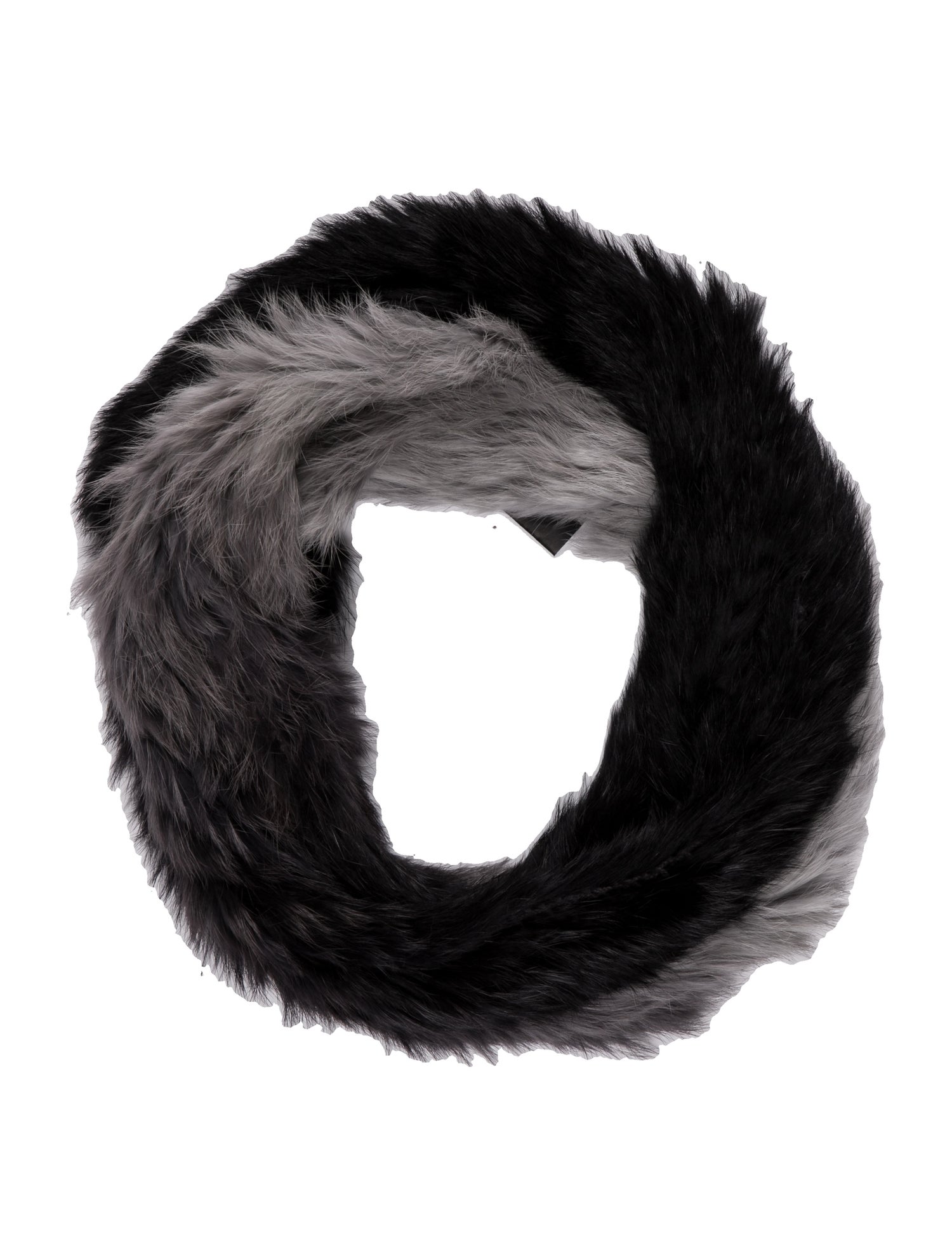 Yves Salomon Fur Colorblock Pattern Scarf