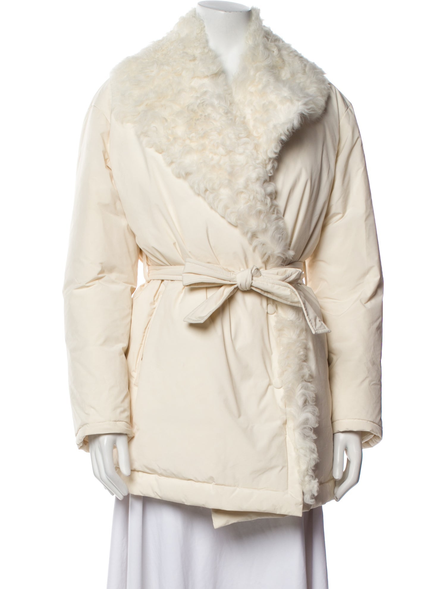 Yves Salomon Linen Faux Fur Coat