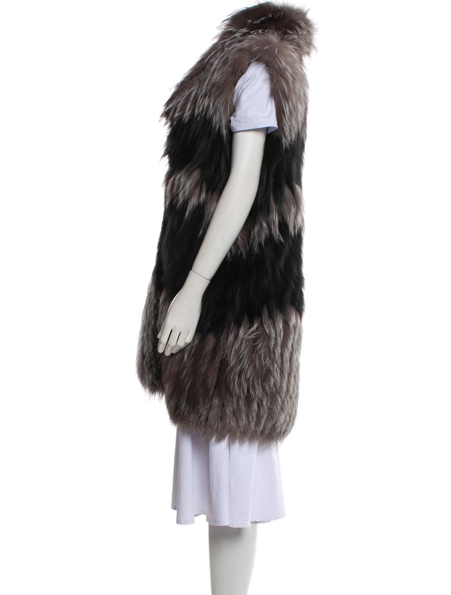 Yves Salomon Fox Striped Fur Coat