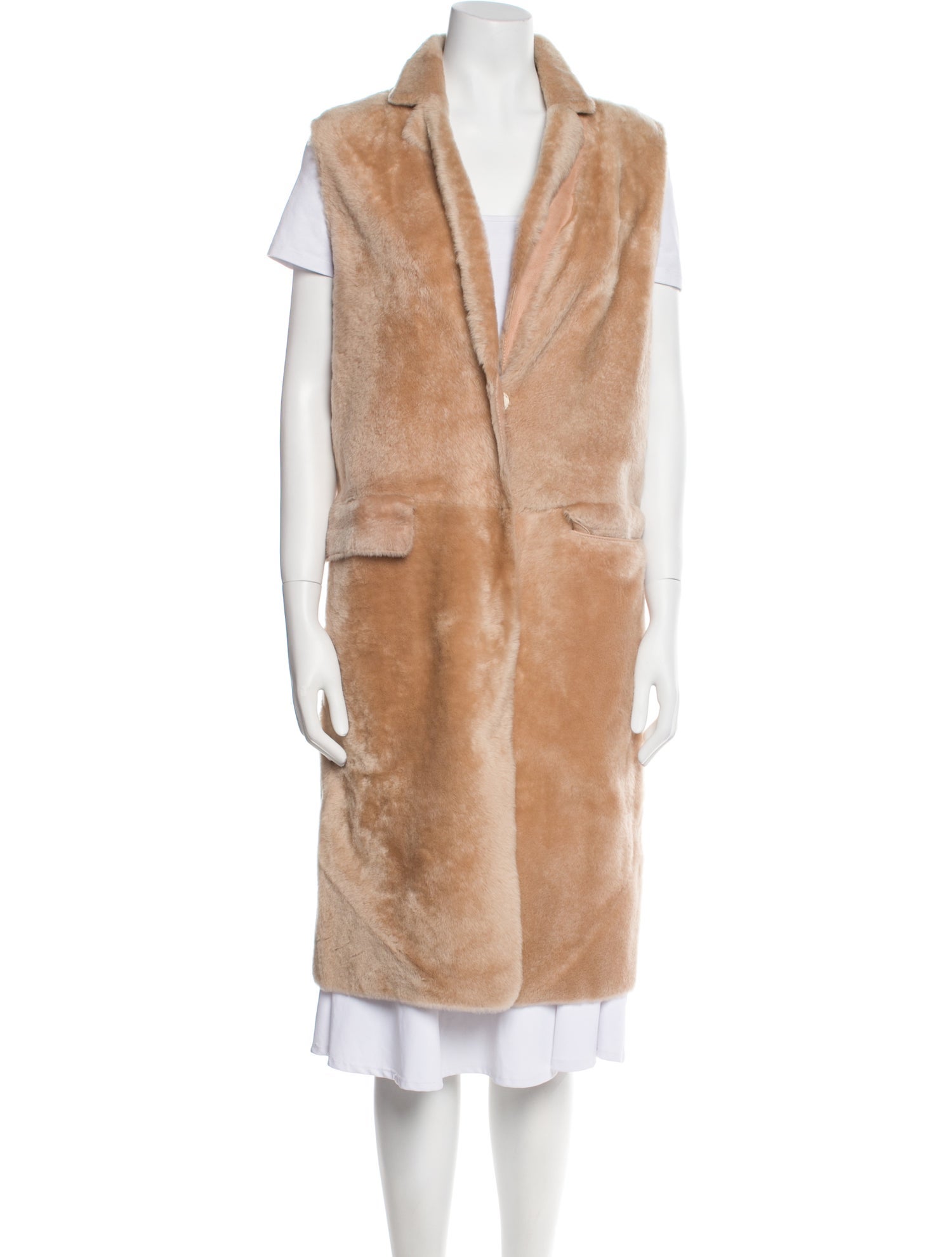 Yves Salomon Leather Faux Fur Coat