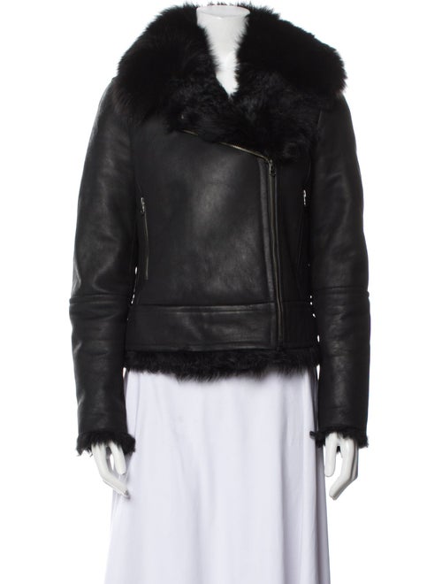 Yves Salomon Lamb Leather Faux Fur Jacket