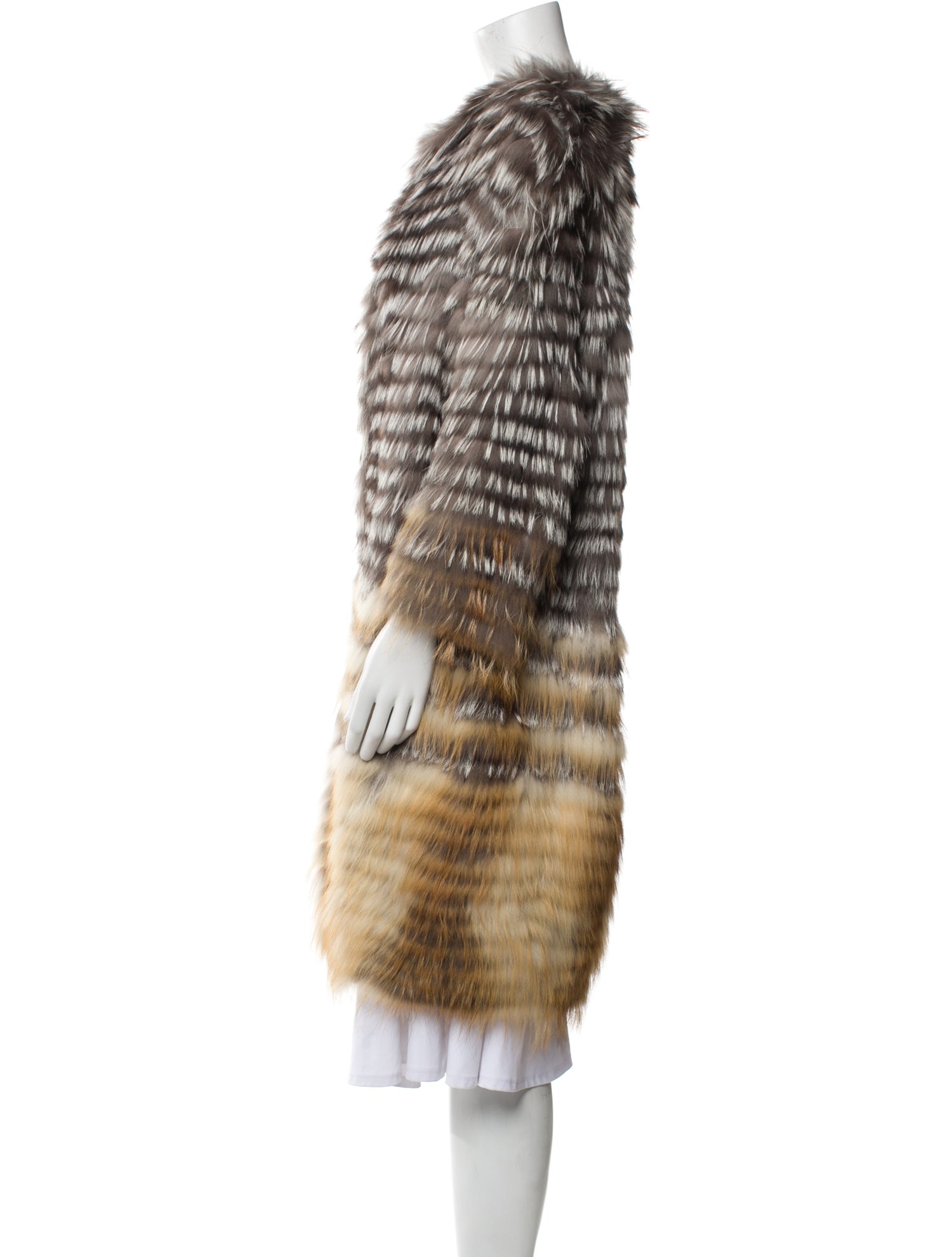 Yves Salomon Fox Houndstooth Print Fur Jacket