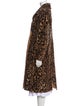 Yves Salomon Leather Animal Print Faux Fur Coat