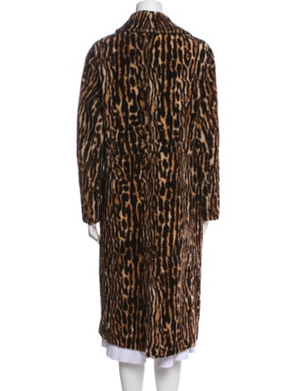 Yves Salomon Leather Animal Print Faux Fur Coat