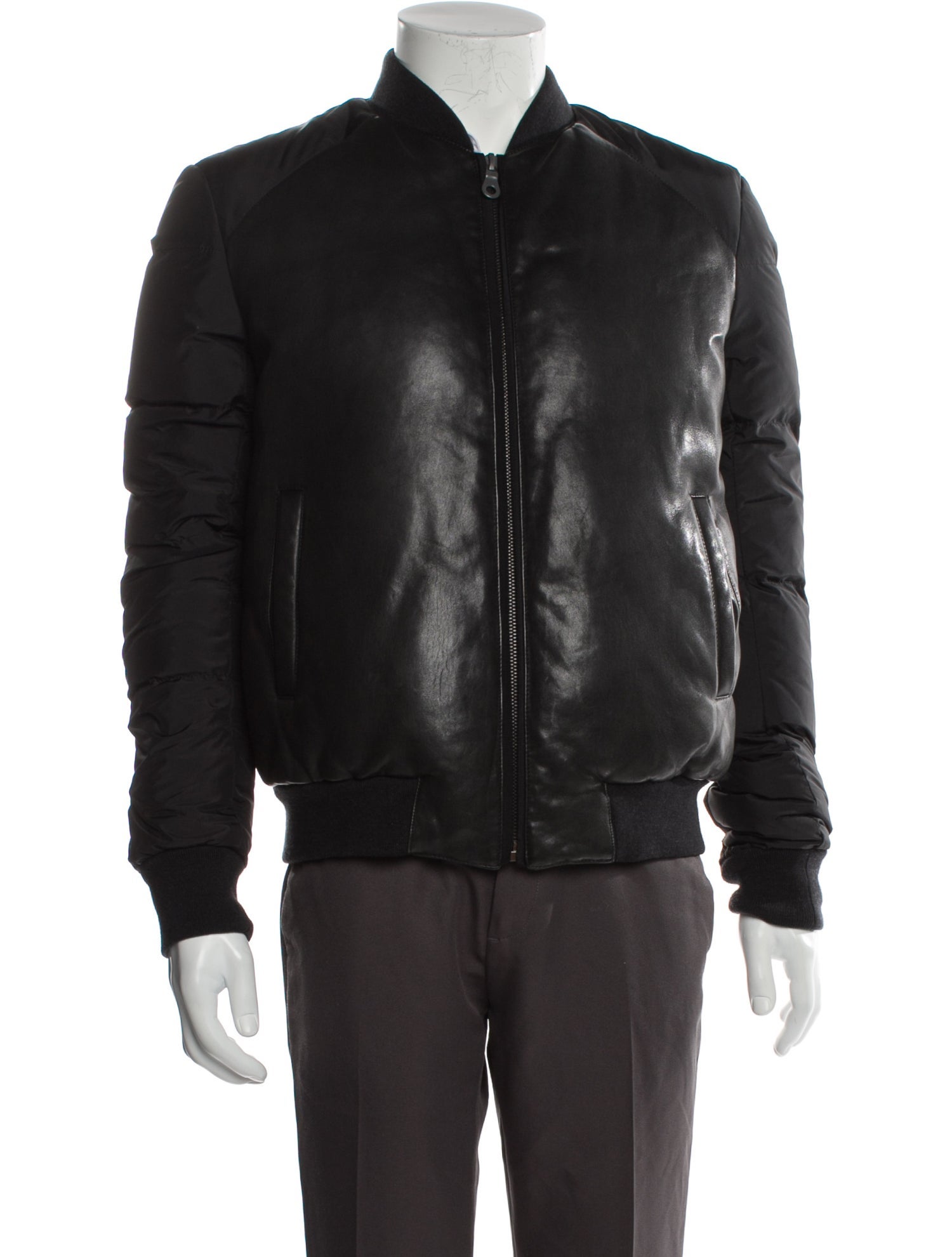 Yves Salomon Lamb Leather Bomber Jacket