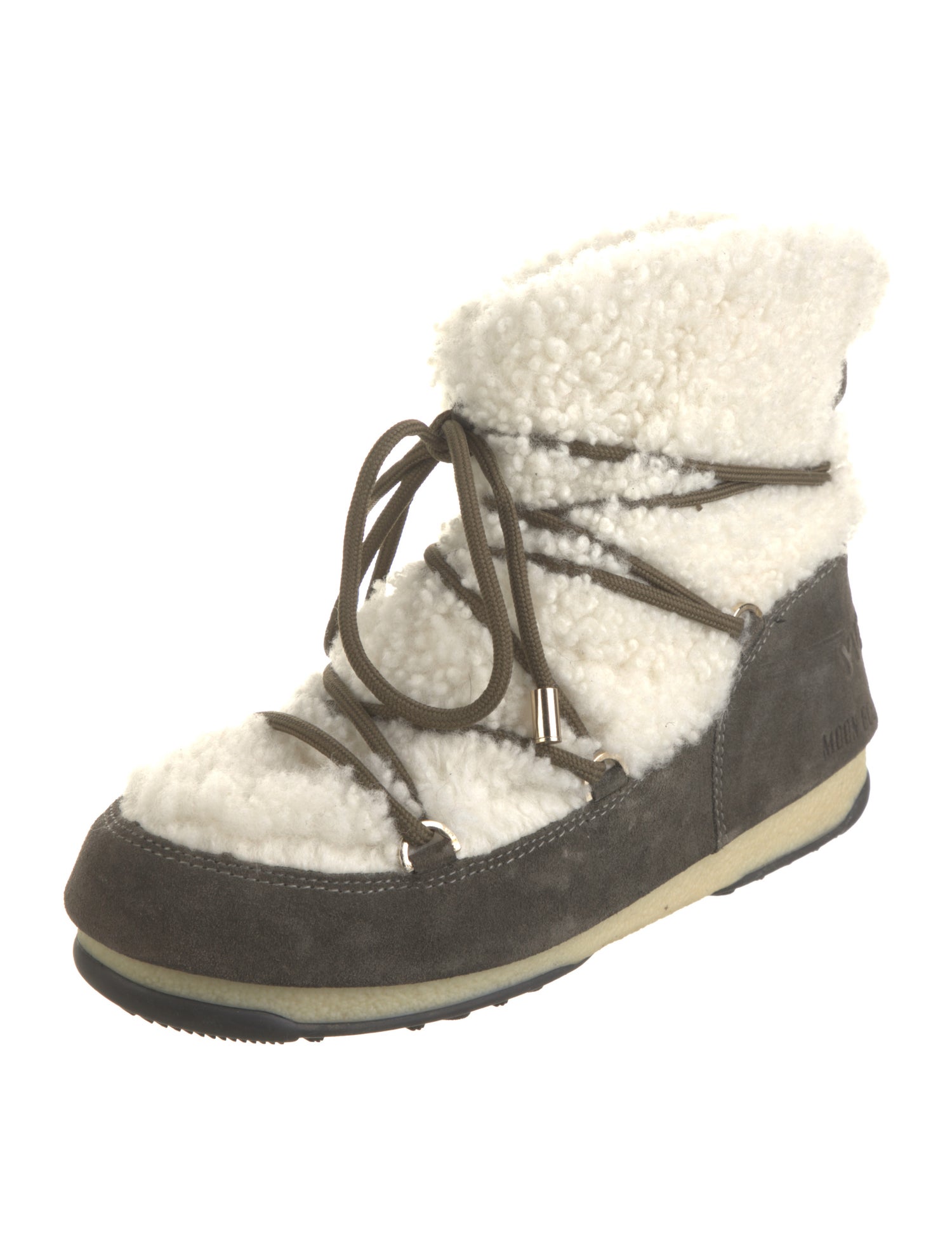 Yves Salomon Suede Colorblock Pattern Lace-Up Boots