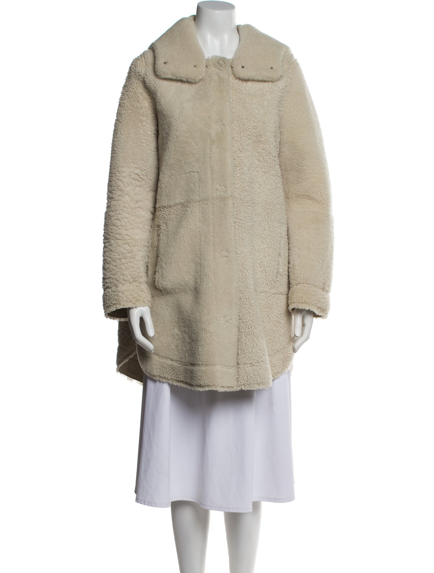 Yves Salomon Lamb Leather Faux Fur Coat