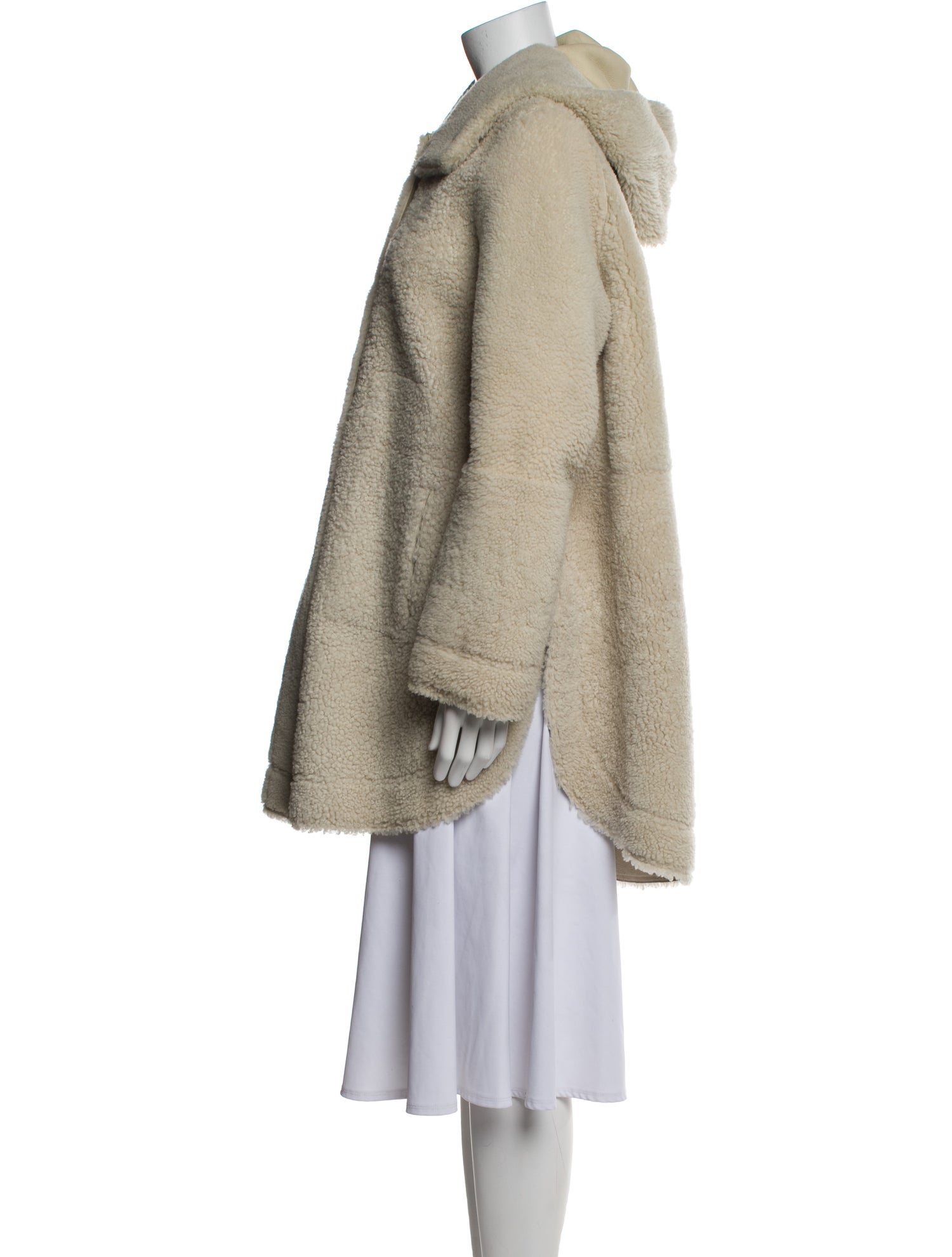Yves Salomon Lamb Leather Faux Fur Coat
