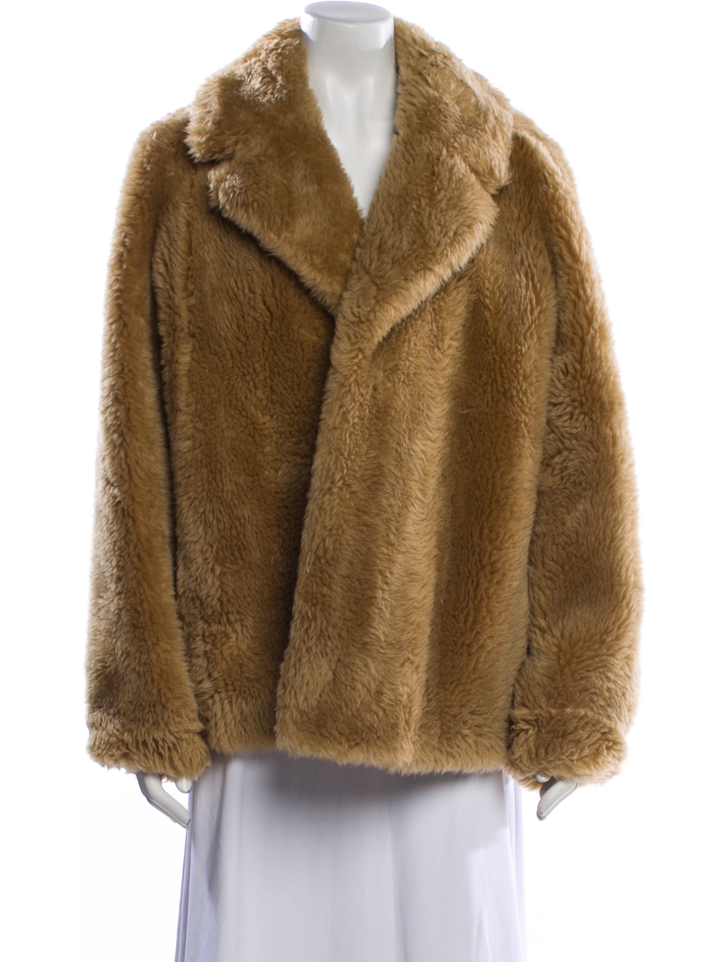 Yves Salomon Wool Faux Fur Coat