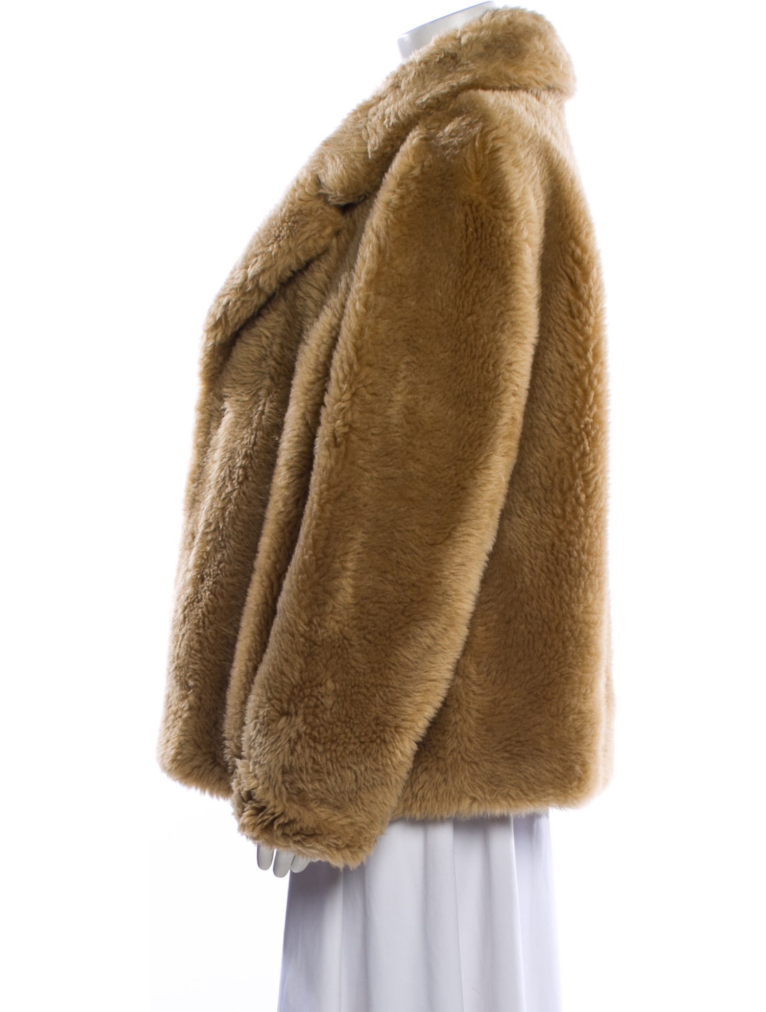 Yves Salomon Wool Faux Fur Coat