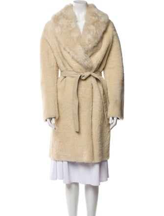 Yves Salomon Lamb Leather Faux Fur Coat